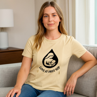 "Love at First Sip" Breastfeeding Top | Soft Cotton & E | brand