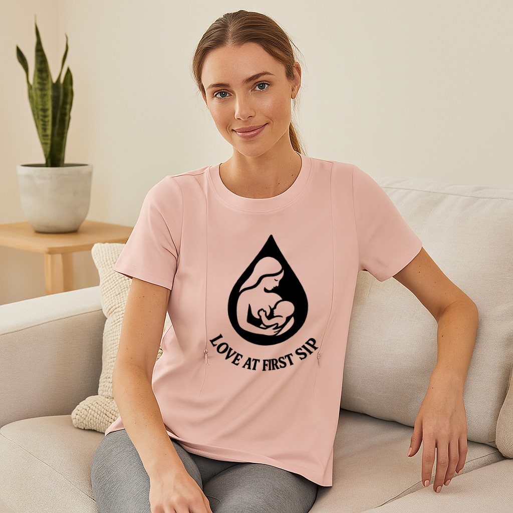 "Love at First Sip" Breastfeeding Top | Soft Cotton & E | brand