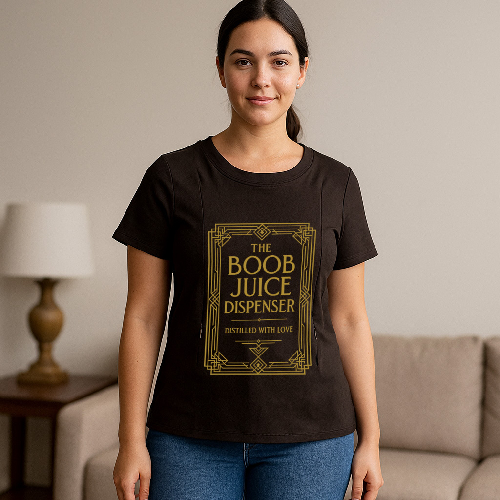 Zipper Nursing Tee for Moms | Boob Juice Dispenser Funn | brand