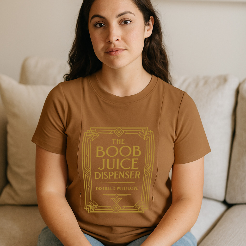 Zipper Nursing Tee for Moms | Boob Juice Dispenser Funn | brand