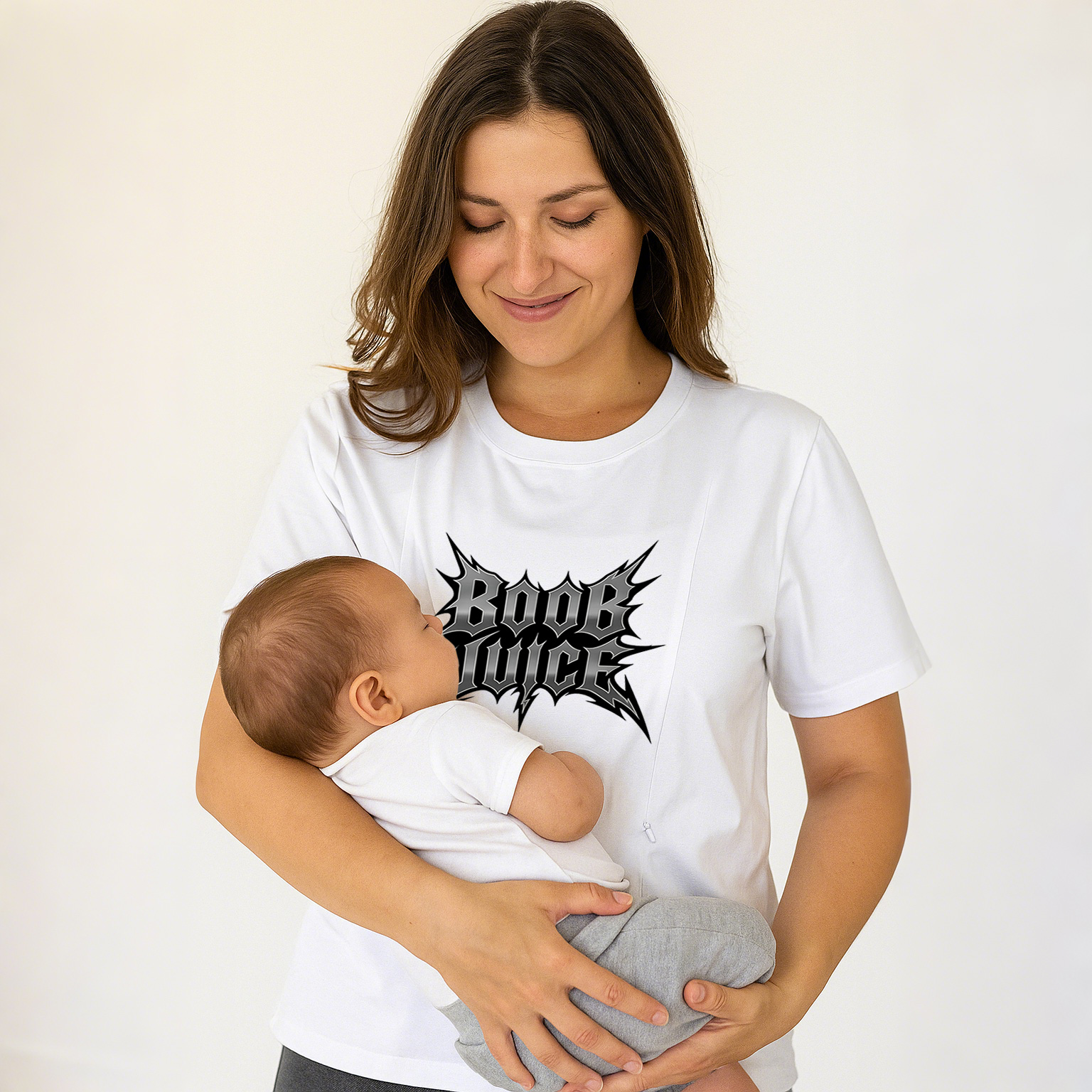 Zipper Nursing T-Shirt | Humorous Boob Juice Graphic |  | brand