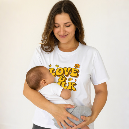 Zipper Nursing Shirt for Moms | Love & Milk Graphic | 9 | brand
