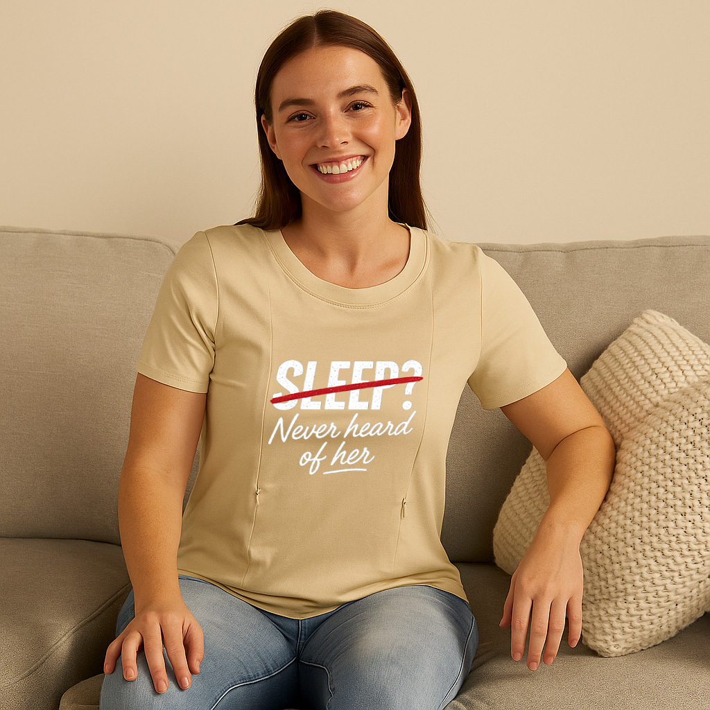 Side Zipper Breastfeeding Top | "Sleep? Never Heard of  | brand