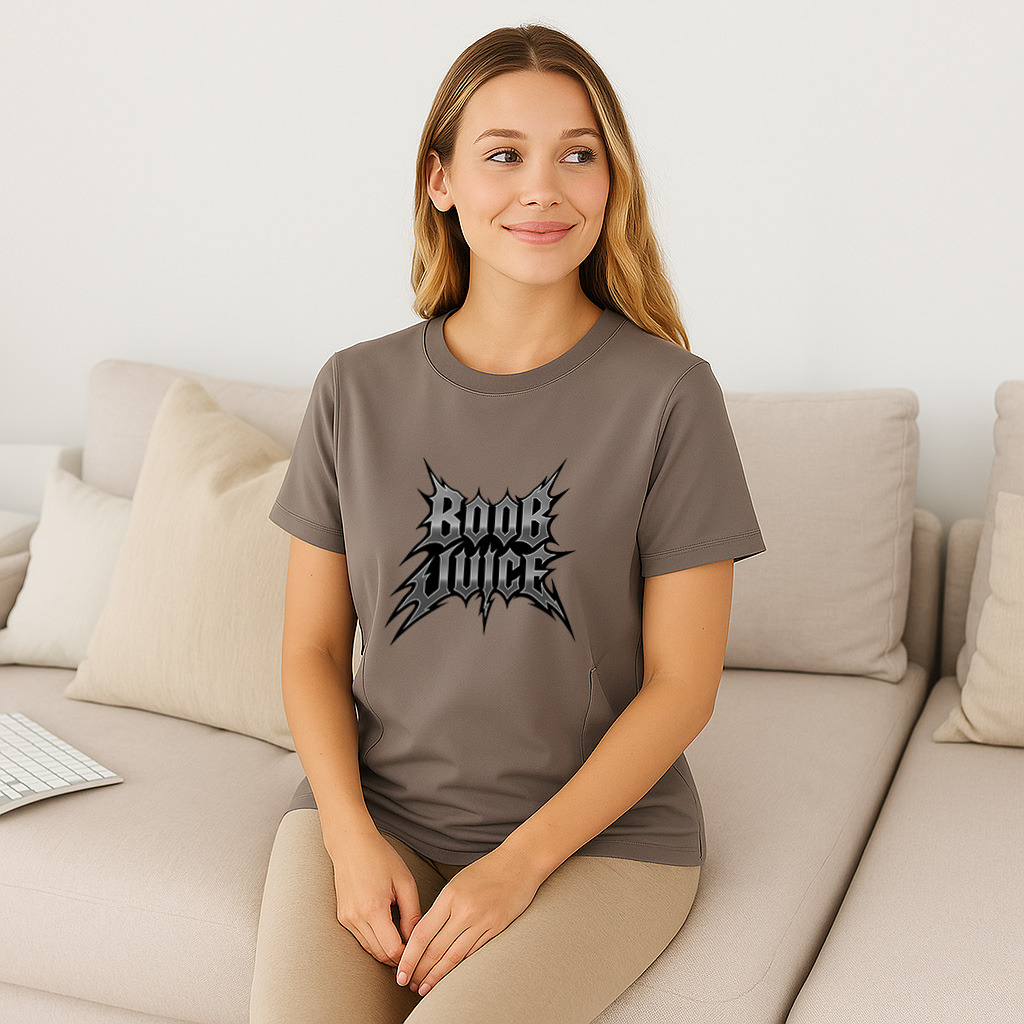 Zipper Nursing T-Shirt | Humorous Boob Juice Graphic |  | brand