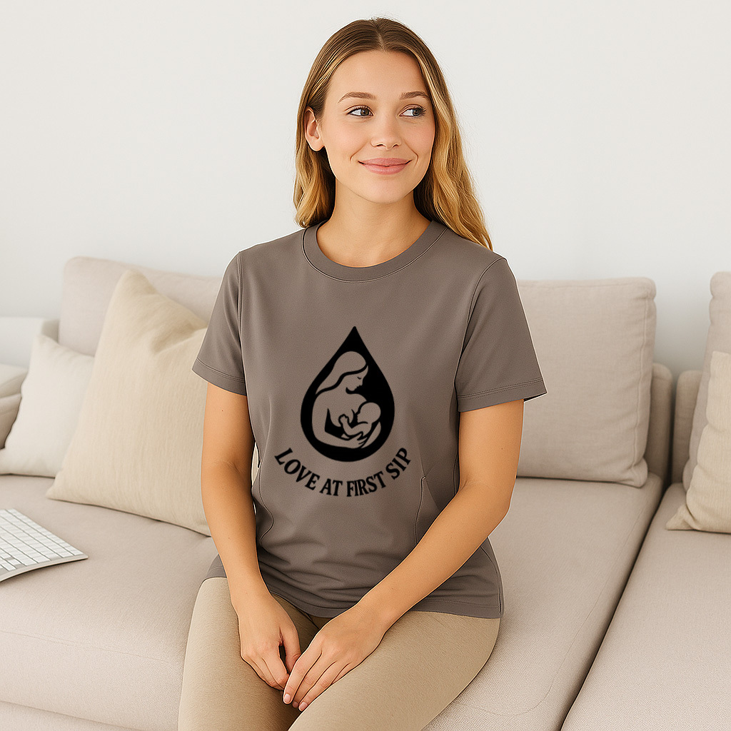 "Love at First Sip" Breastfeeding Top | Soft Cotton & E | brand