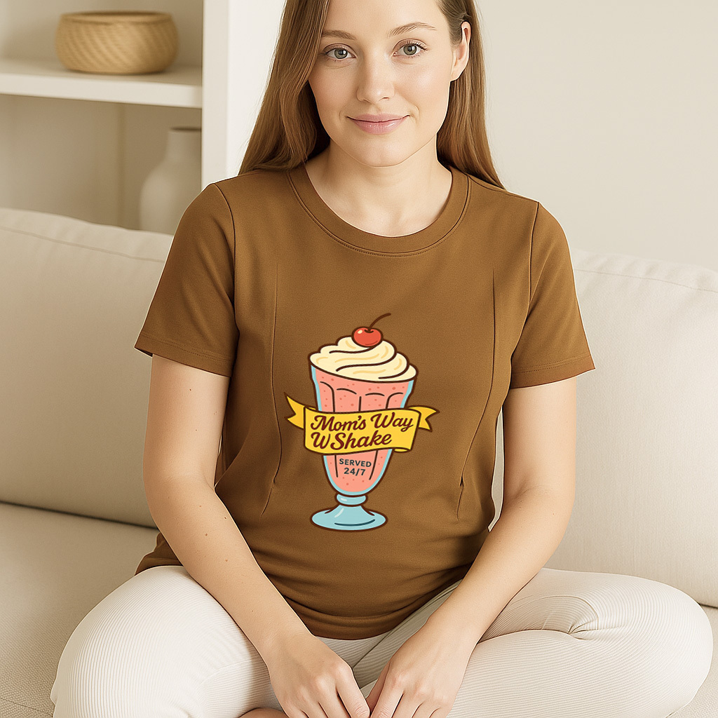 Zipper Nursing T-Shirt | Cute 24/7 Diner Graphic | Soft | totkeeps