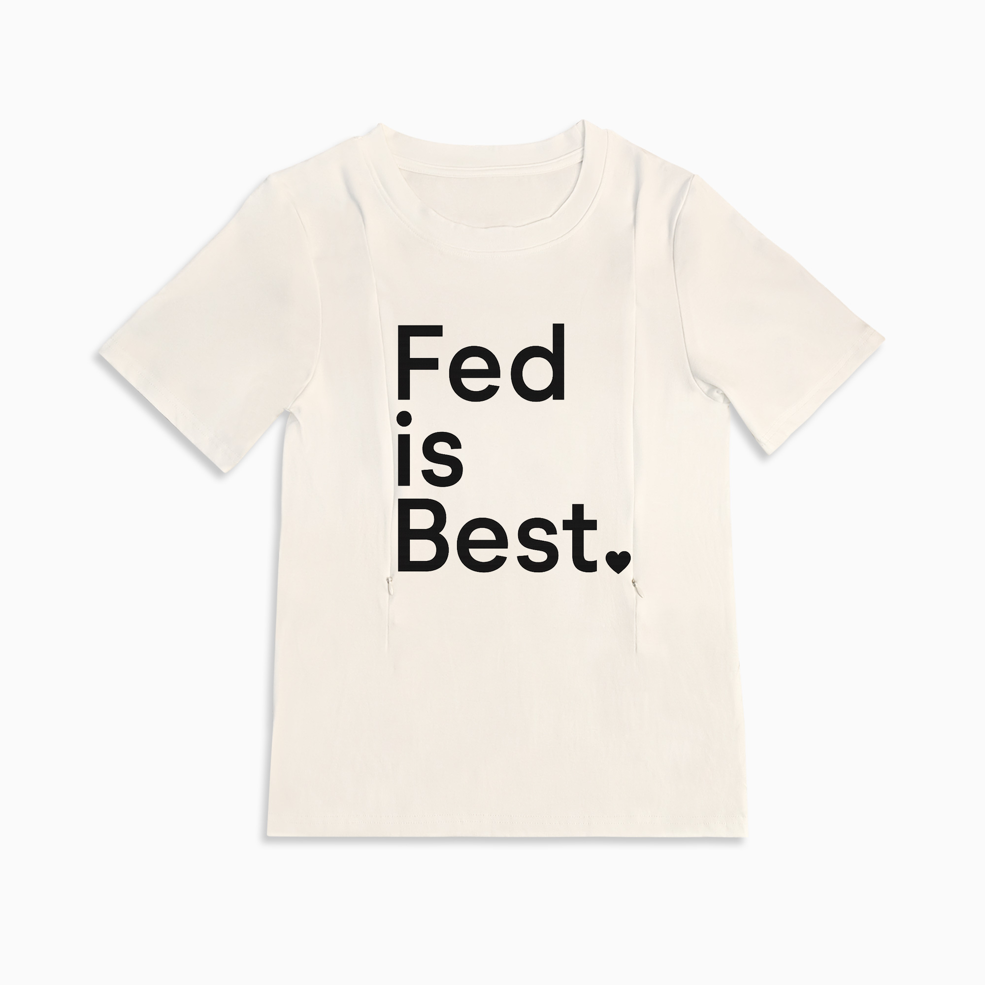 Zipper Nursing T-Shirt | "Fed Is Best" Slogan | Soft Cotton