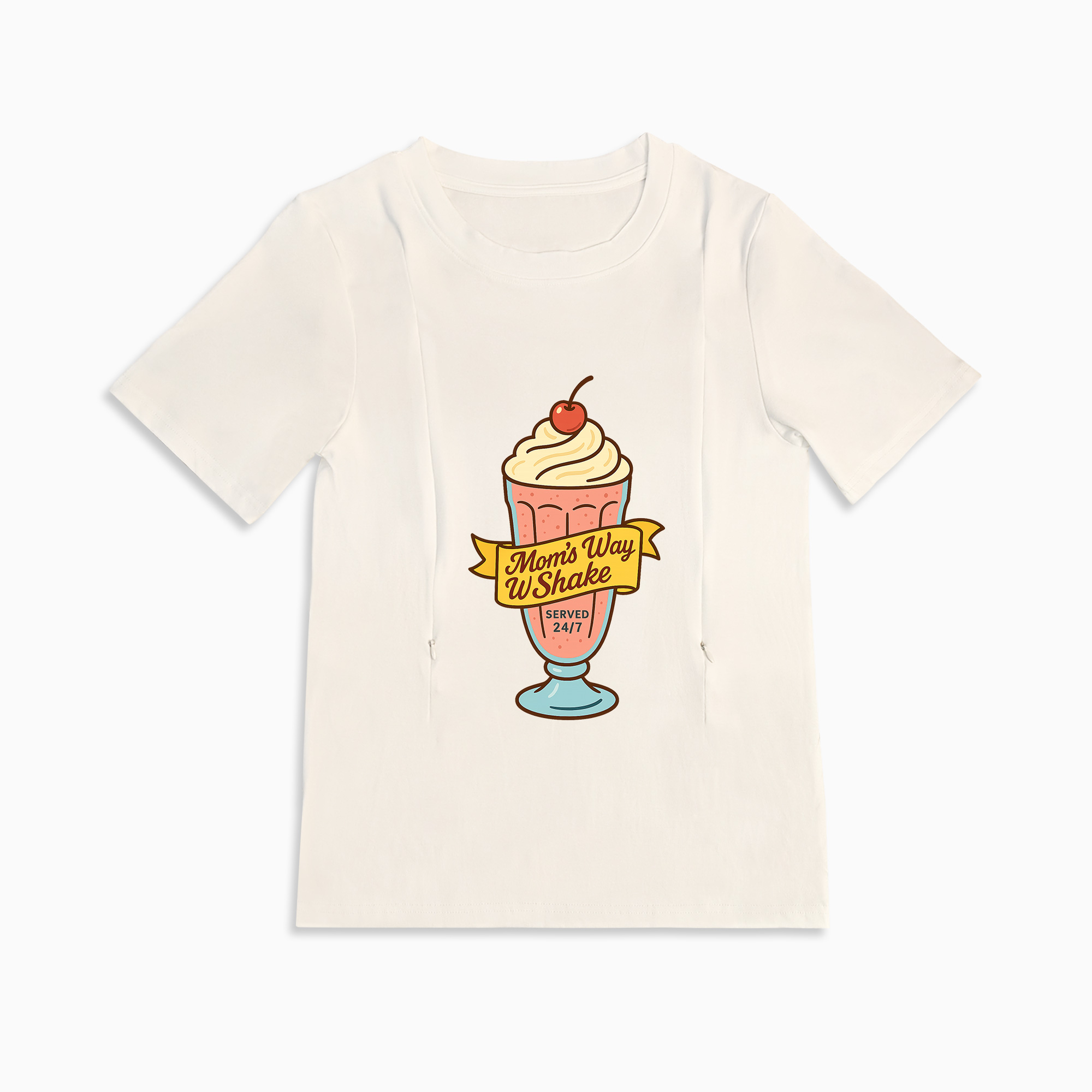 Zipper Nursing T-Shirt | Cute 24/7 Diner Graphic | Soft Cotton