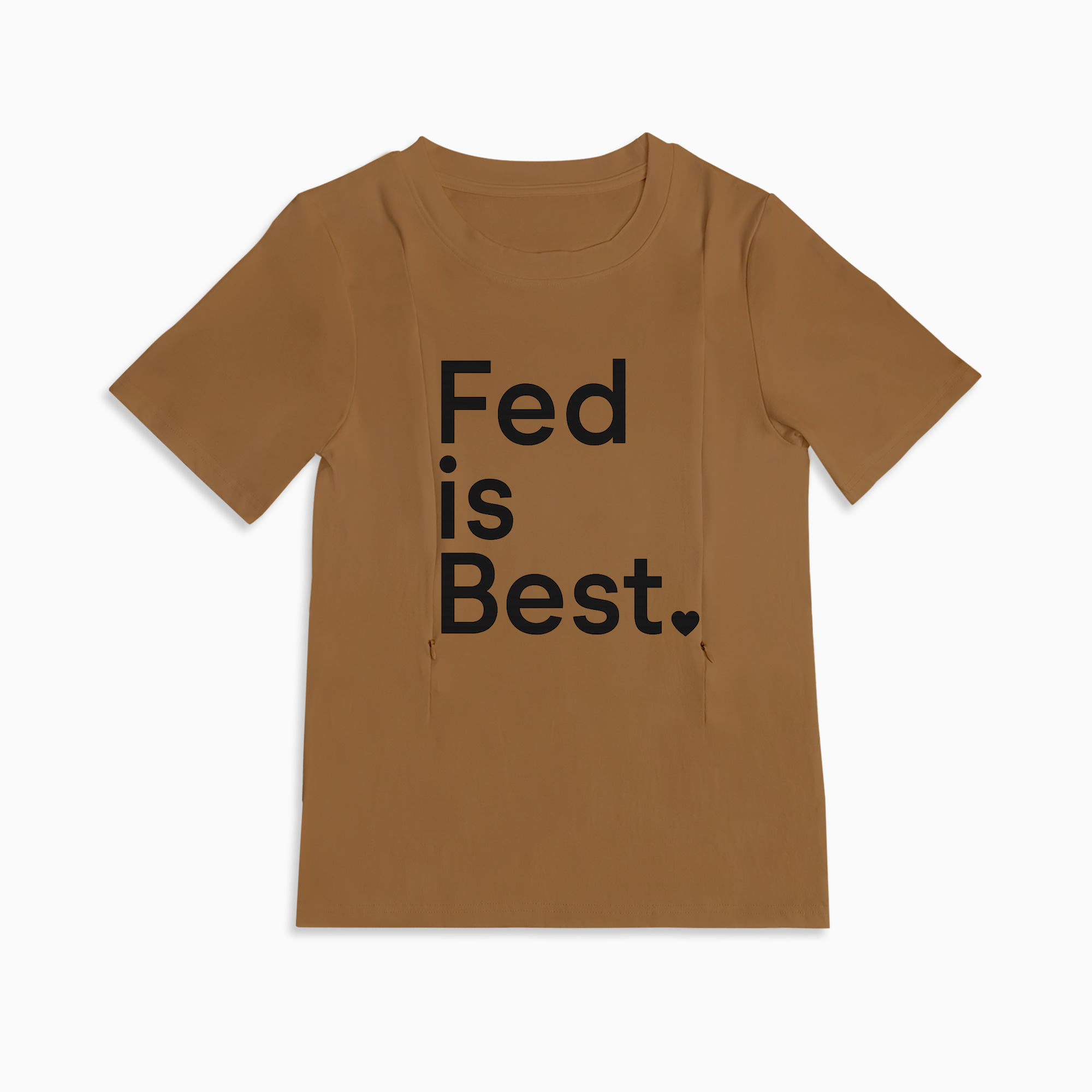 Zipper Nursing T-Shirt | "Fed Is Best" Slogan | Soft Cotton