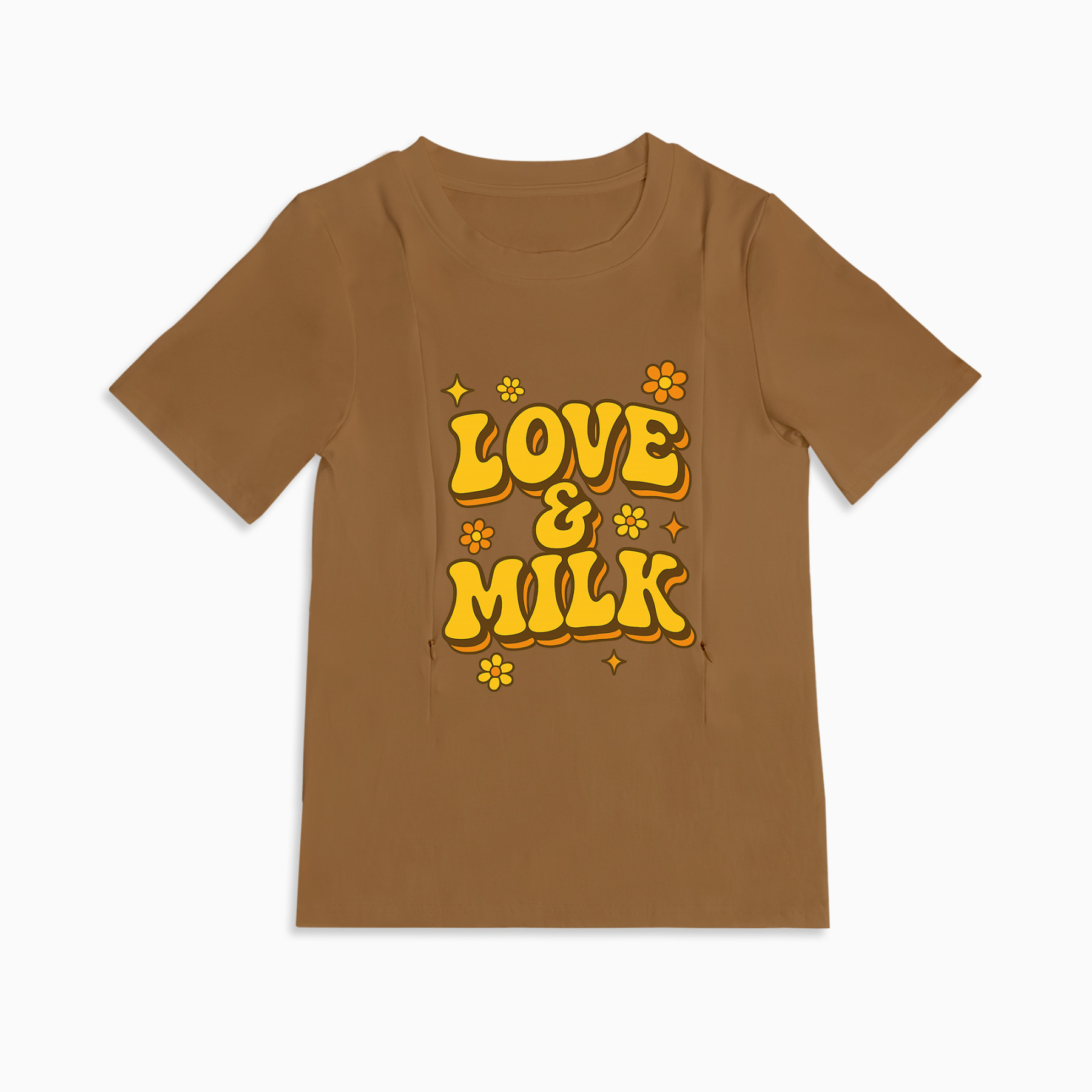 Zipper Nursing Shirt for Moms | Love & Milk Graphic | 95% Cotton