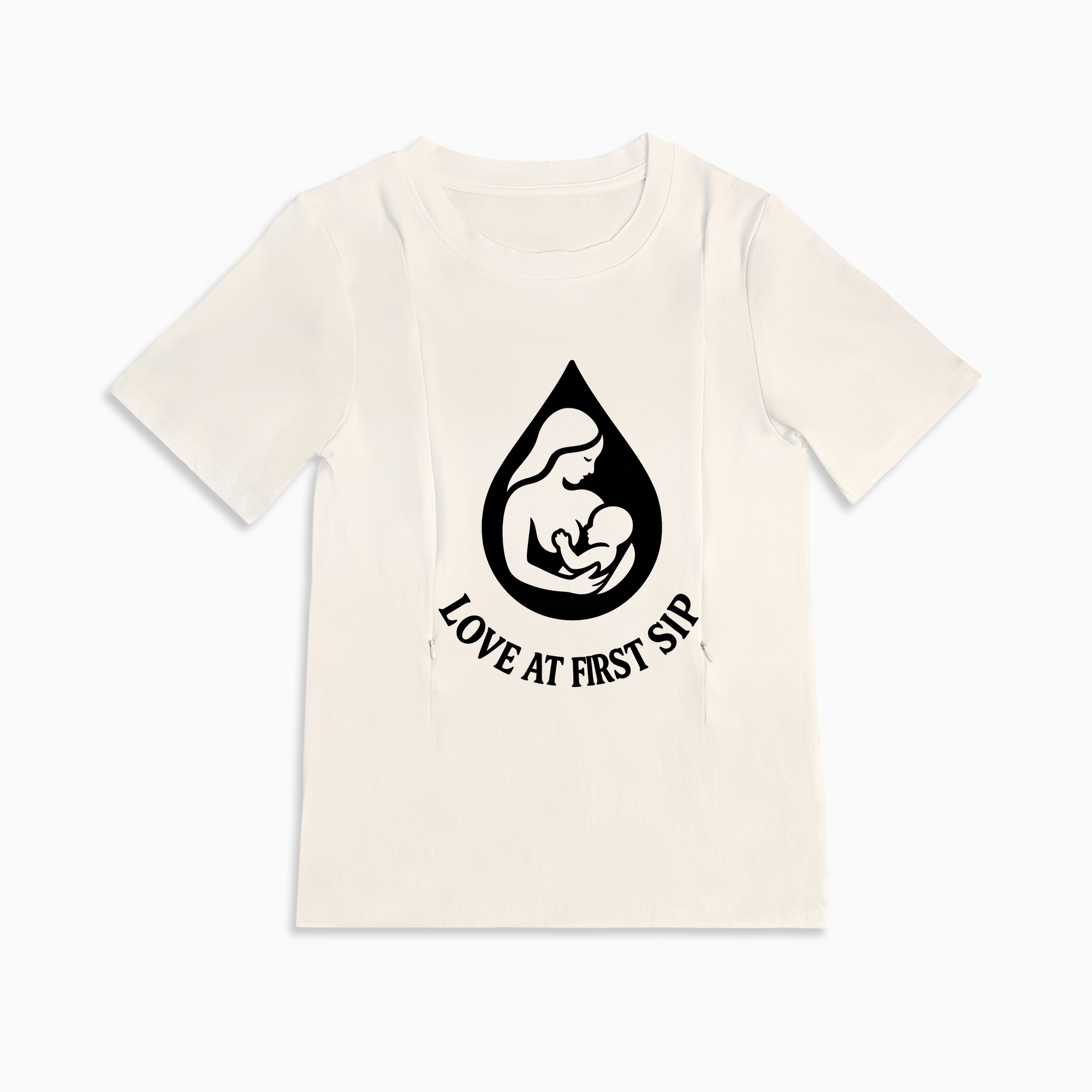"Love at First Sip" Breastfeeding Top | Soft Cotton & Easy Zip Access