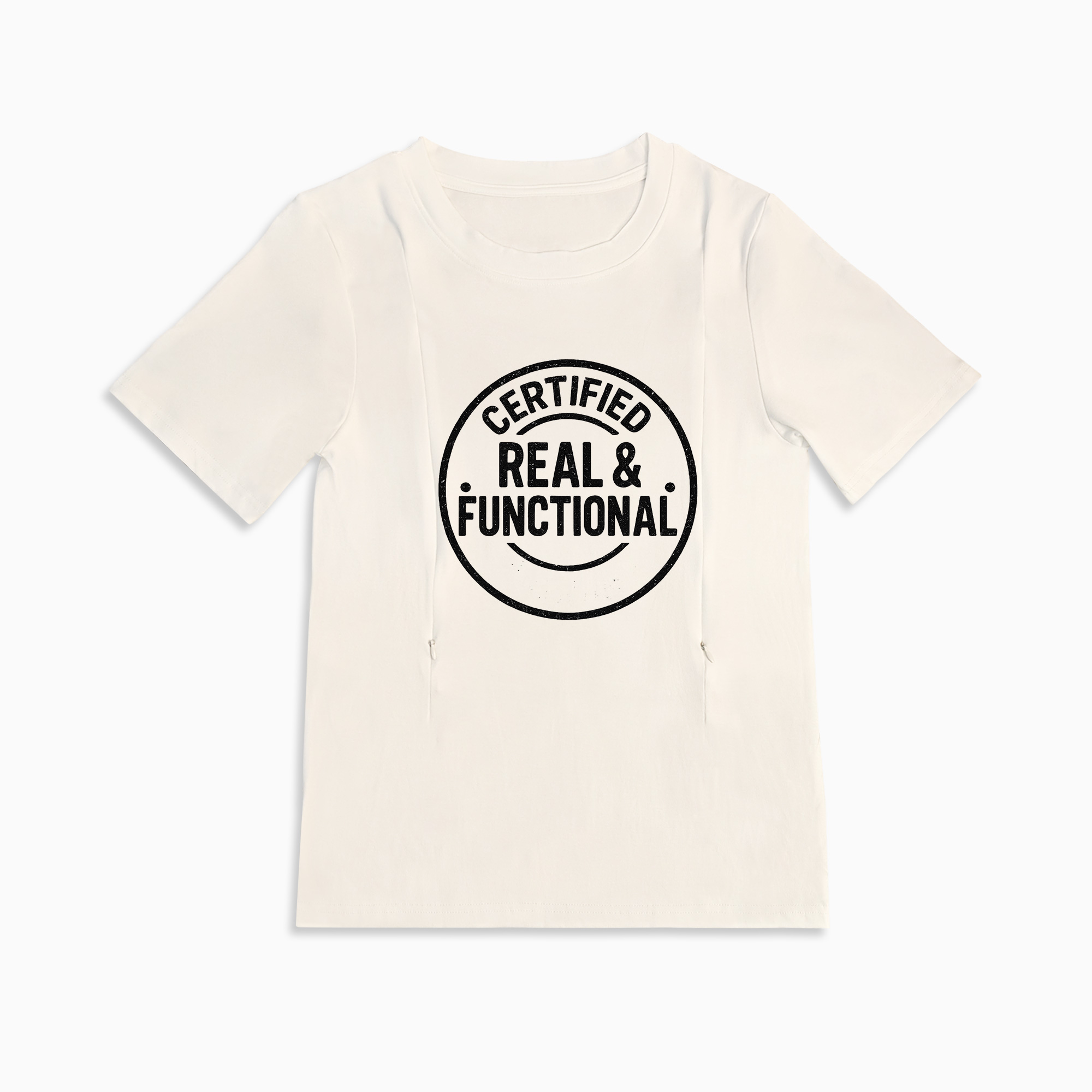 Funny Nursing Tee | Yes They're Real & Functional | Discreet Side Zips
