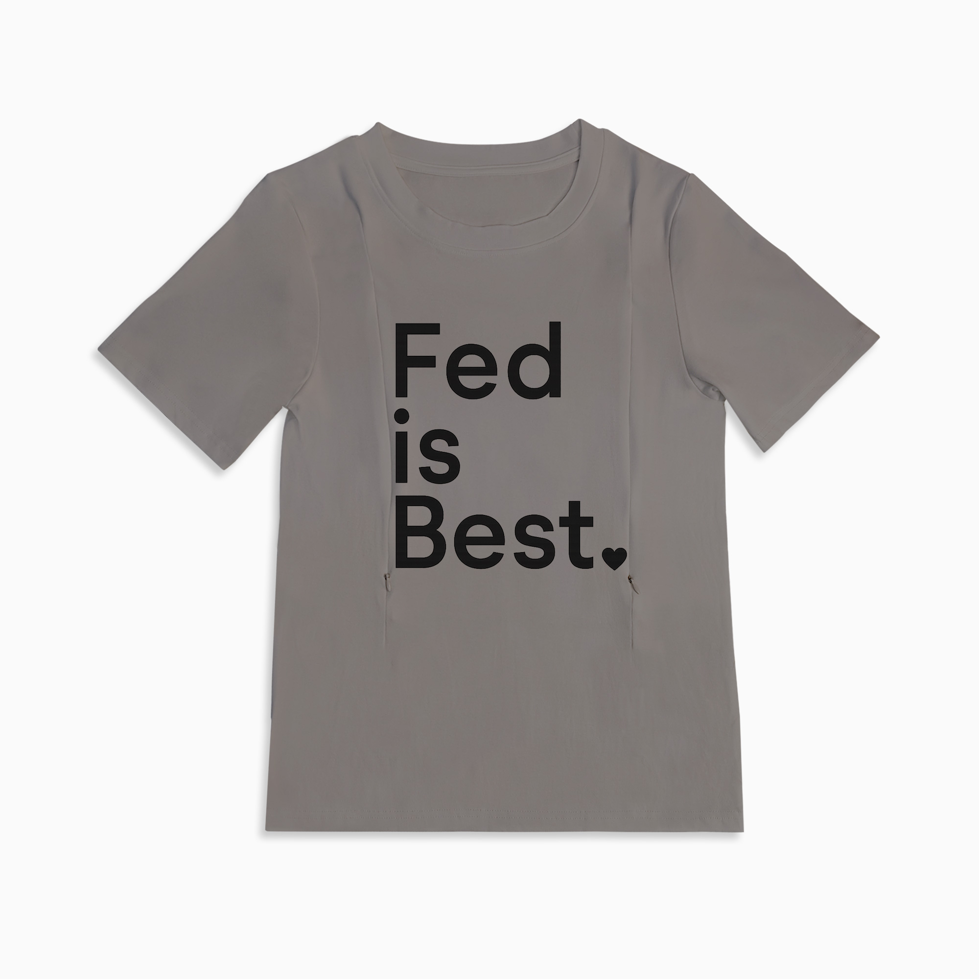 Zipper Nursing T-Shirt | "Fed Is Best" Slogan | Soft Cotton