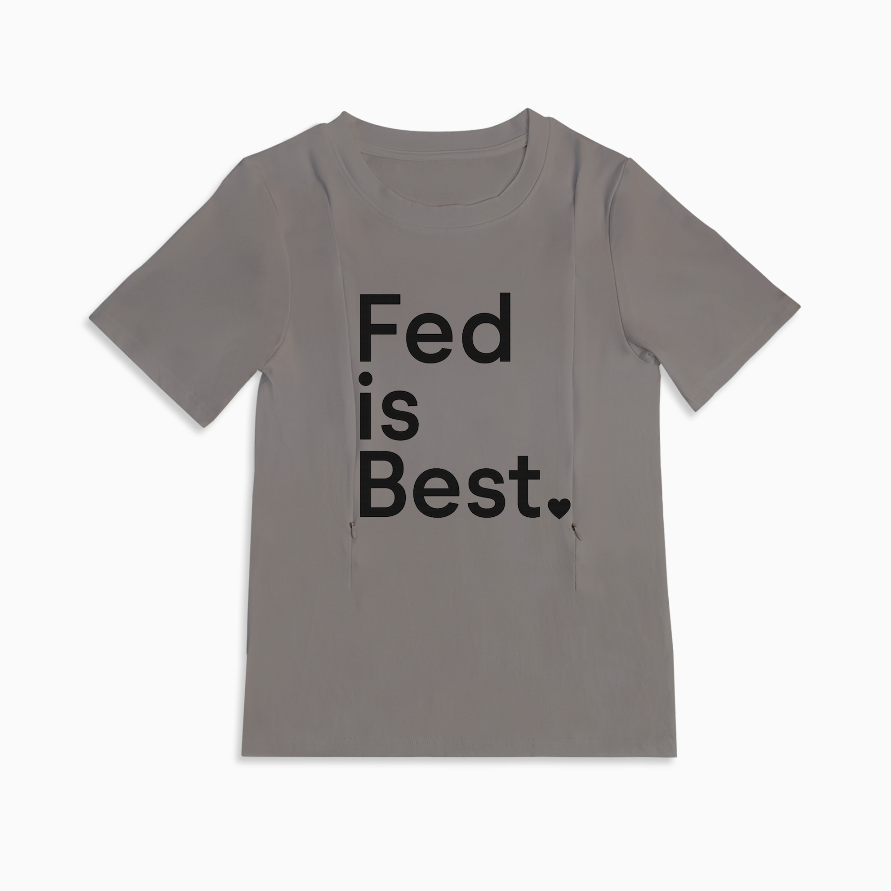 Zipper Nursing T-Shirt | "Fed Is Best" Slogan | Soft Cotton