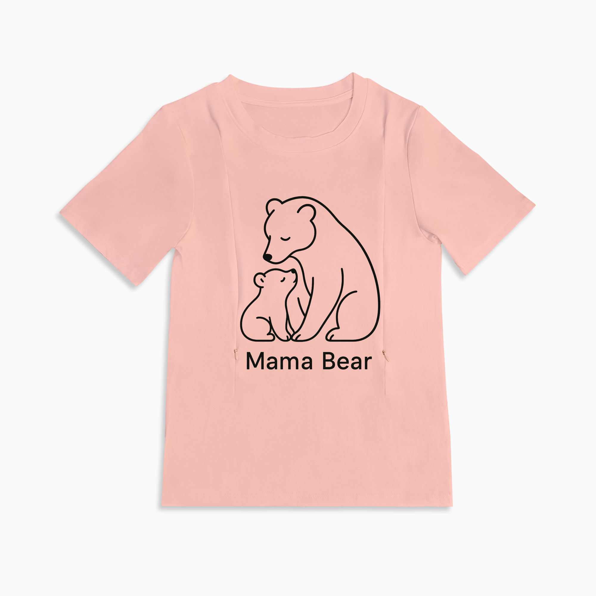Mama Bear Breastfeeding Tee | Cute Graphic Top with Hidden Zippers