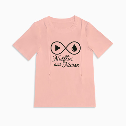 Totkeeps Netflix & Nurse Top | Cotton T-Shirt for Breastfeeding Moms