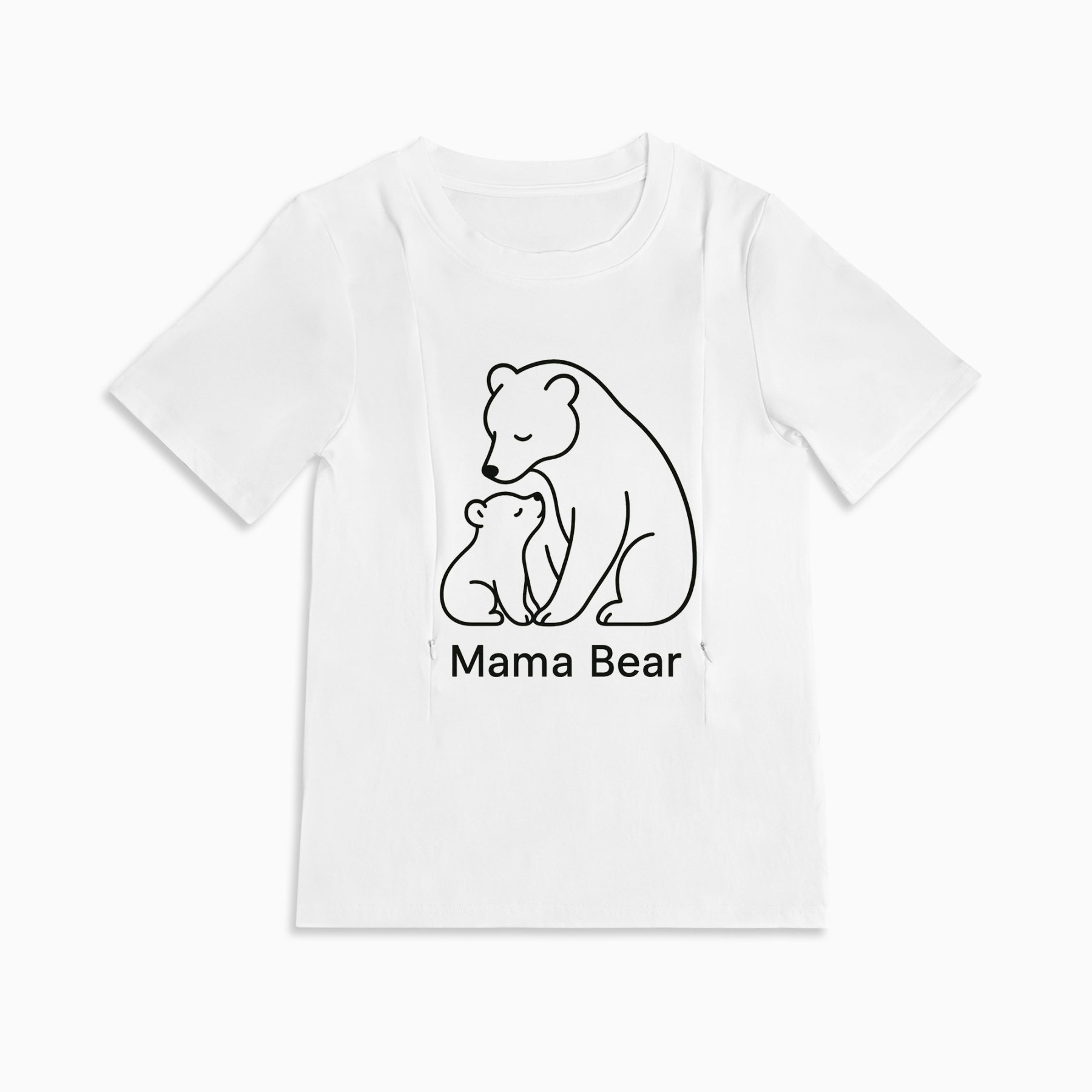 Mama Bear Breastfeeding Tee | Cute Graphic Top with Hidden Zippers
