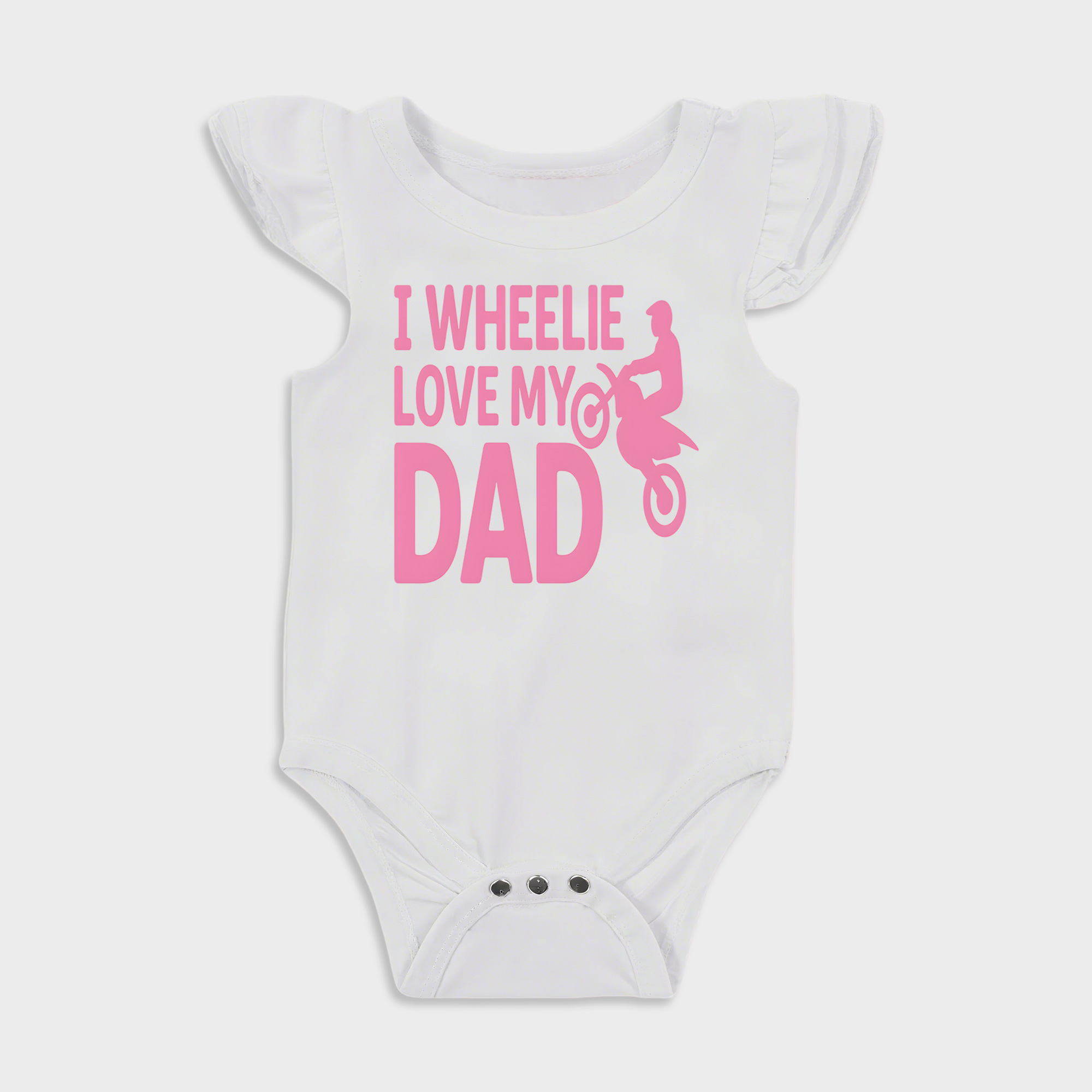 I Wheelie Love My Dad - Baby Girl Ruffle Sleeve Bodysuits