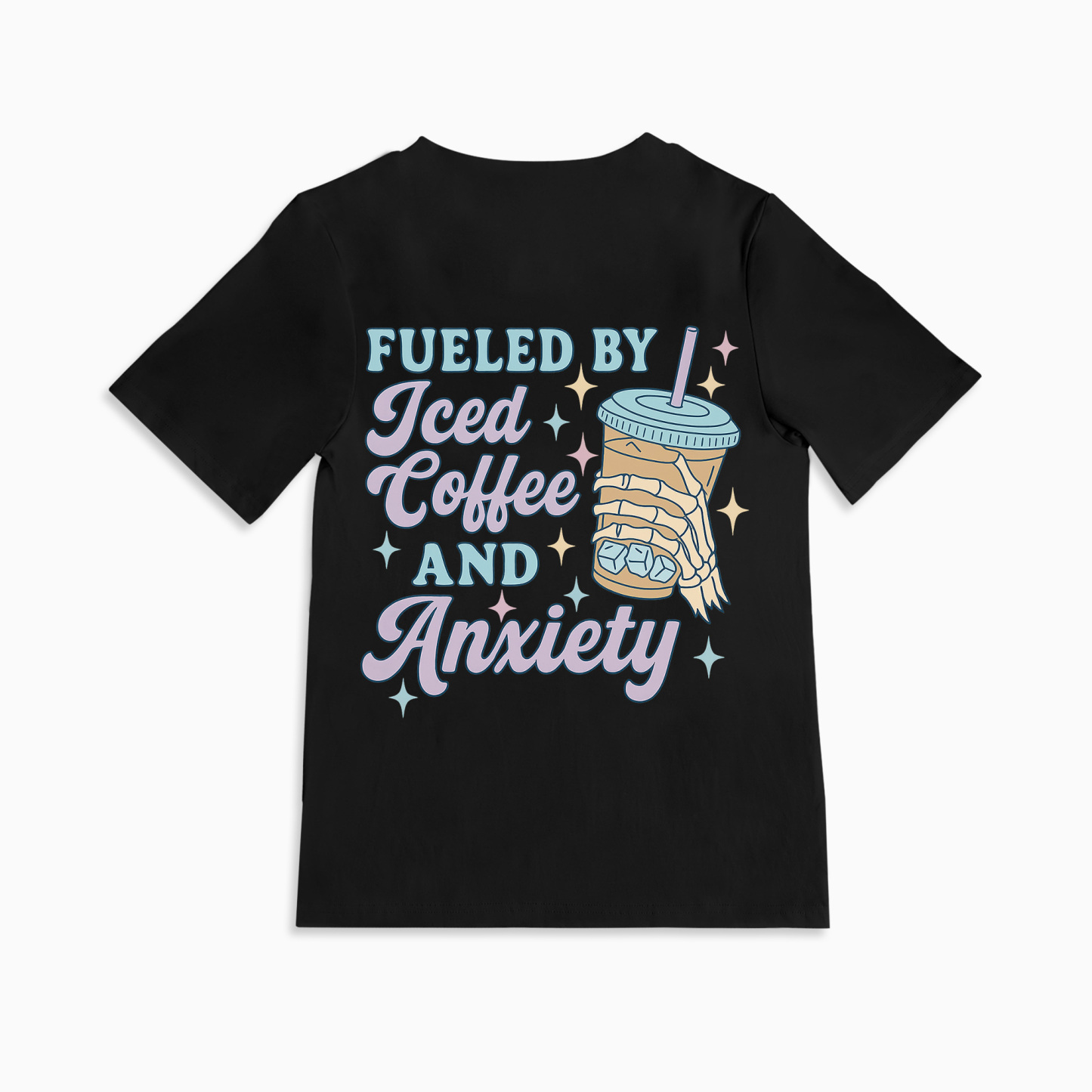 Mom Breastfeeding Nursing T-Shirt - Fueled by Iced Coffee and Anxiety