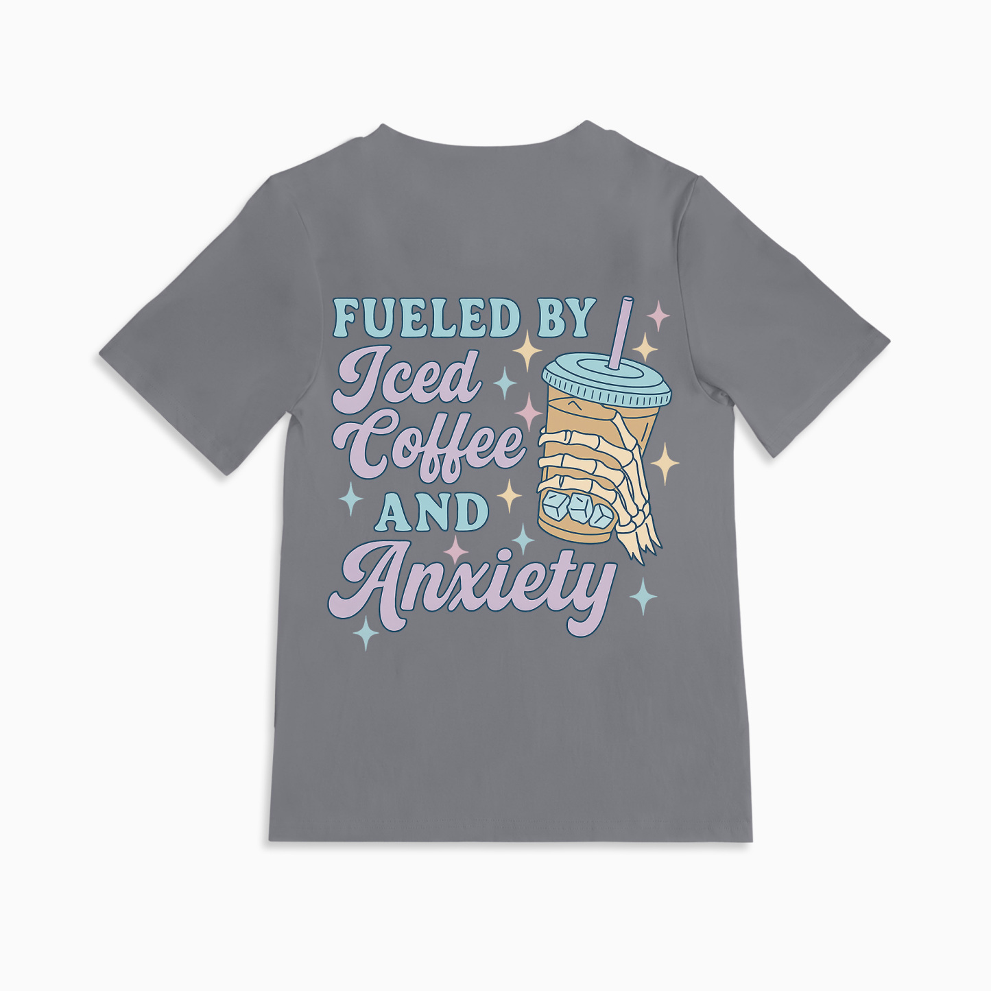 Mom Breastfeeding Nursing T-Shirt - Fueled by Iced Coffee and Anxiety