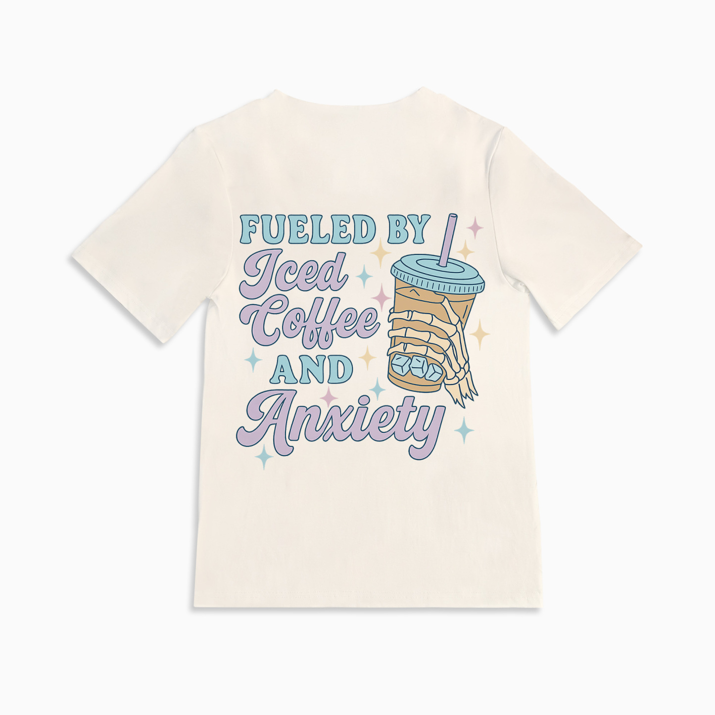 Mom Breastfeeding Nursing T-Shirt - Fueled by Iced Coffee and Anxiety