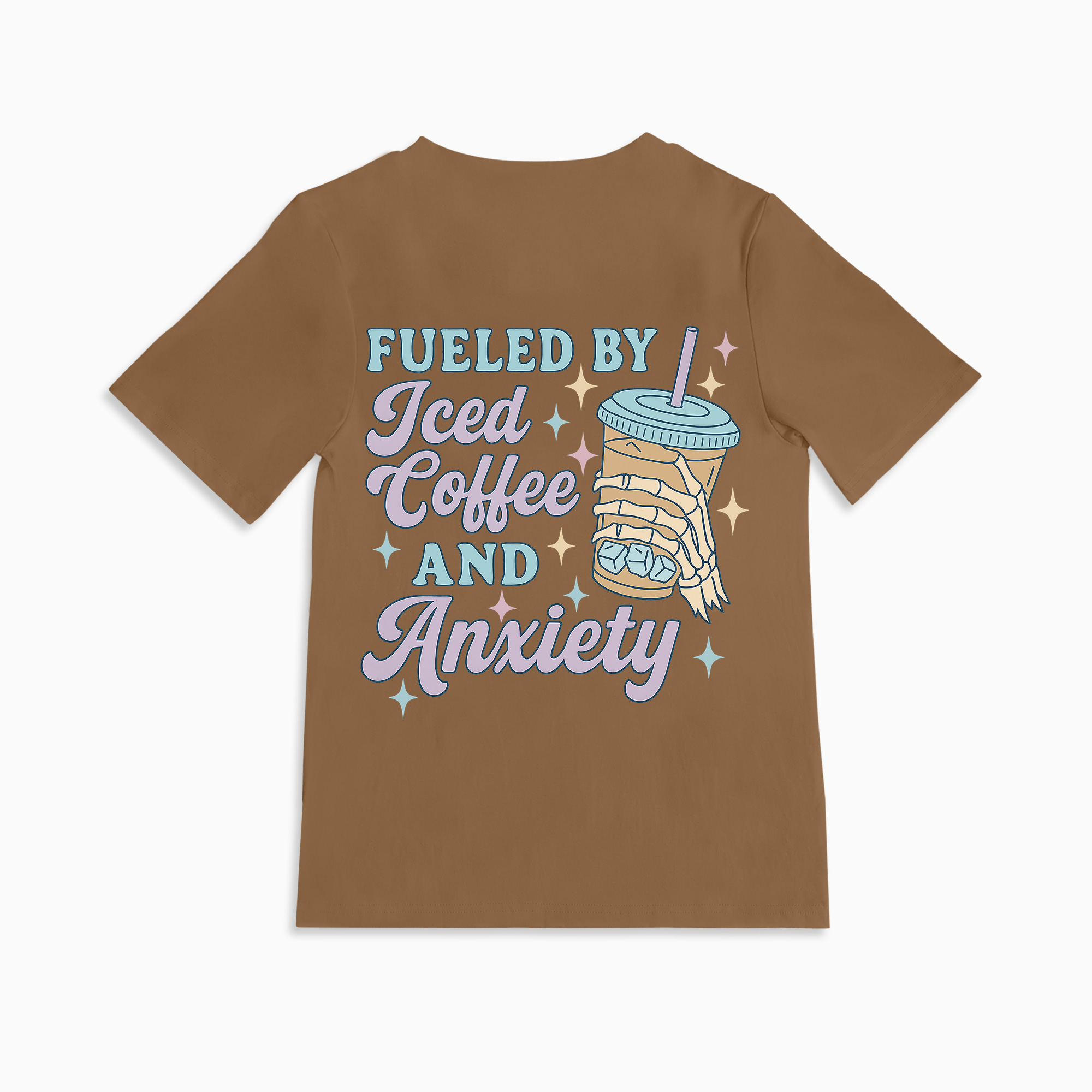 Mom Breastfeeding Nursing T-Shirt - Fueled by Iced Coffee and Anxiety