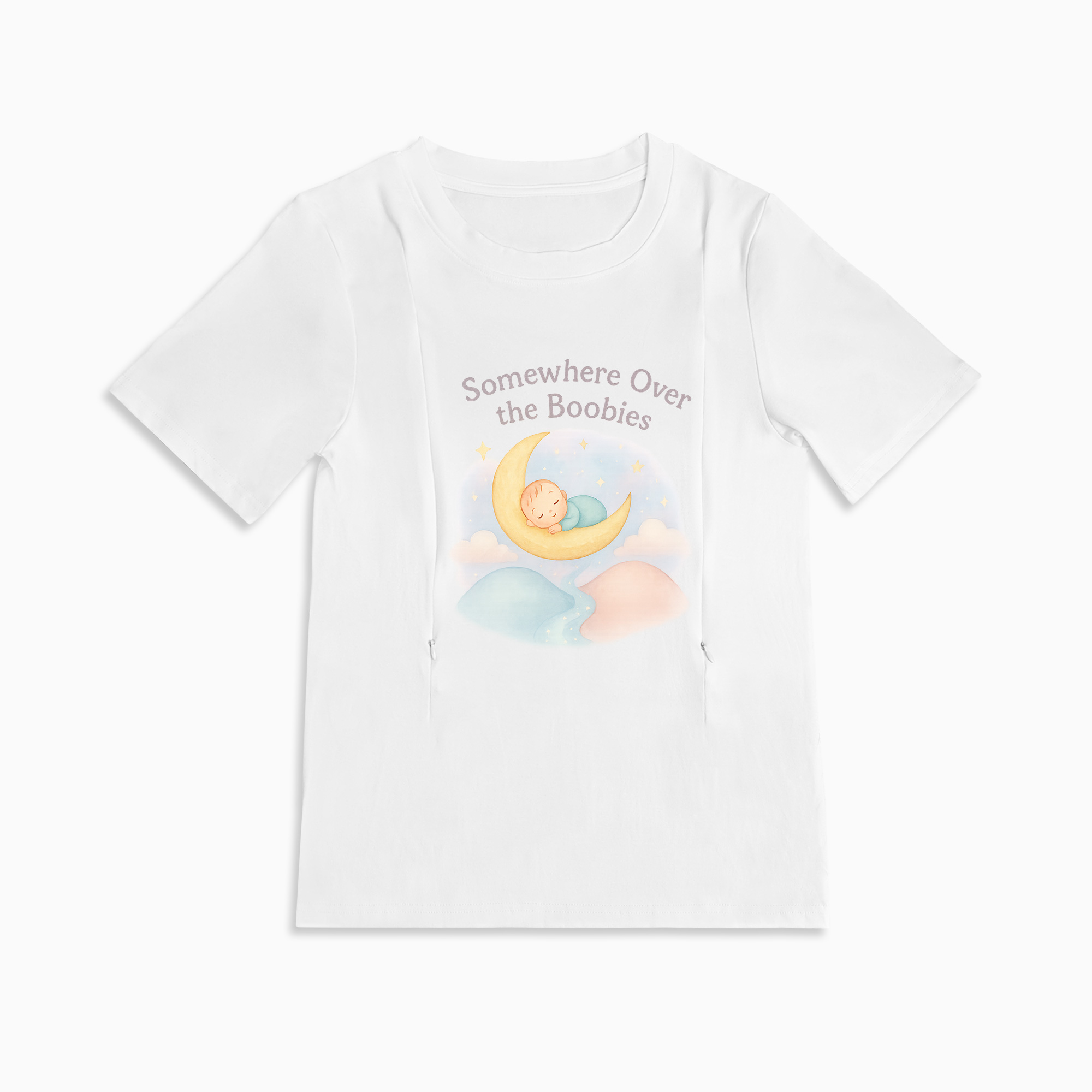 Funny Nursing T-Shirt | "Somewhere Over the Boobies" | Side Zippers