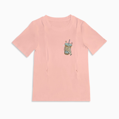 Mom Breastfeeding Nursing T-Shirt - Fueled by Iced Coffee and Anxiety