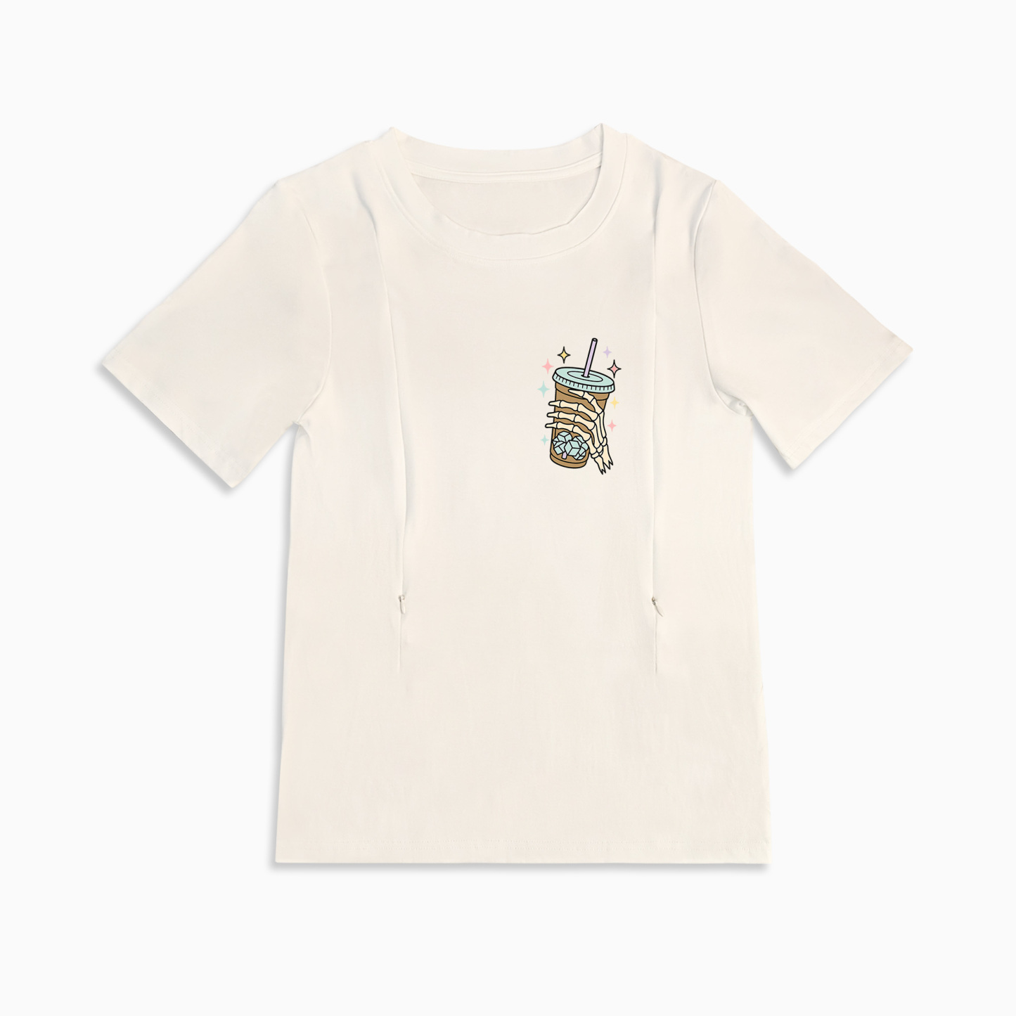 Mom Breastfeeding Nursing T-Shirt - Fueled by Iced Coffee and Anxiety