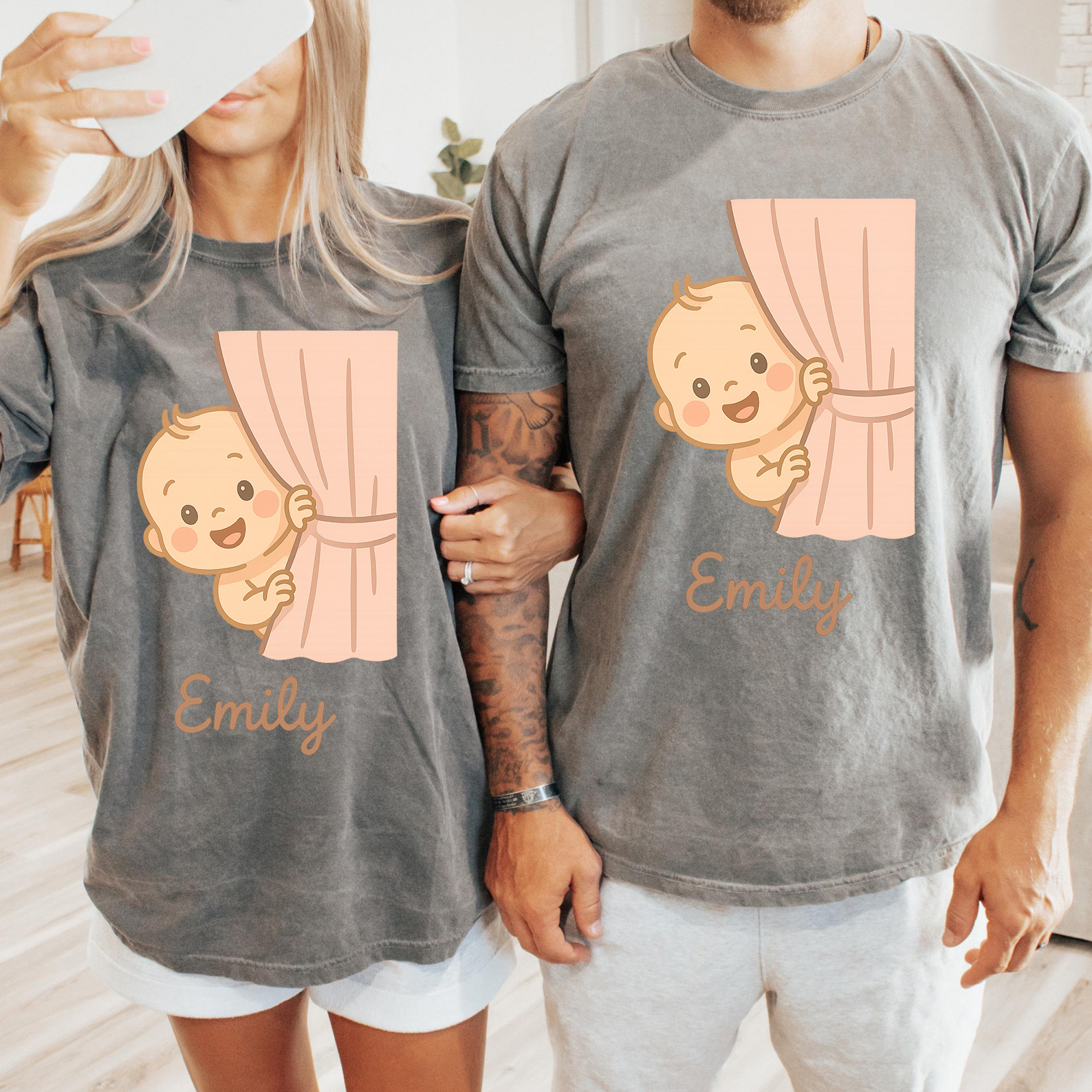 Family Matching Custom Peekaboo Name T-Shirt
