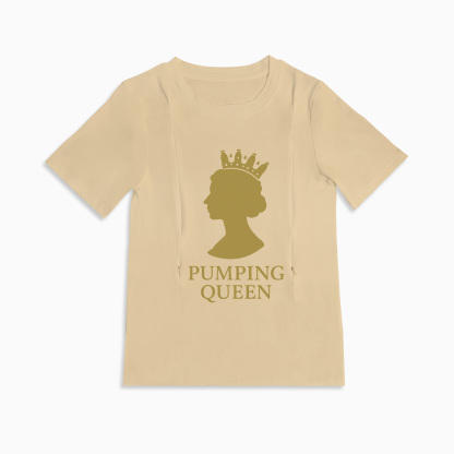 Zipper Nursing T-Shirt | Pumping Queen Slogan | Soft Cotton