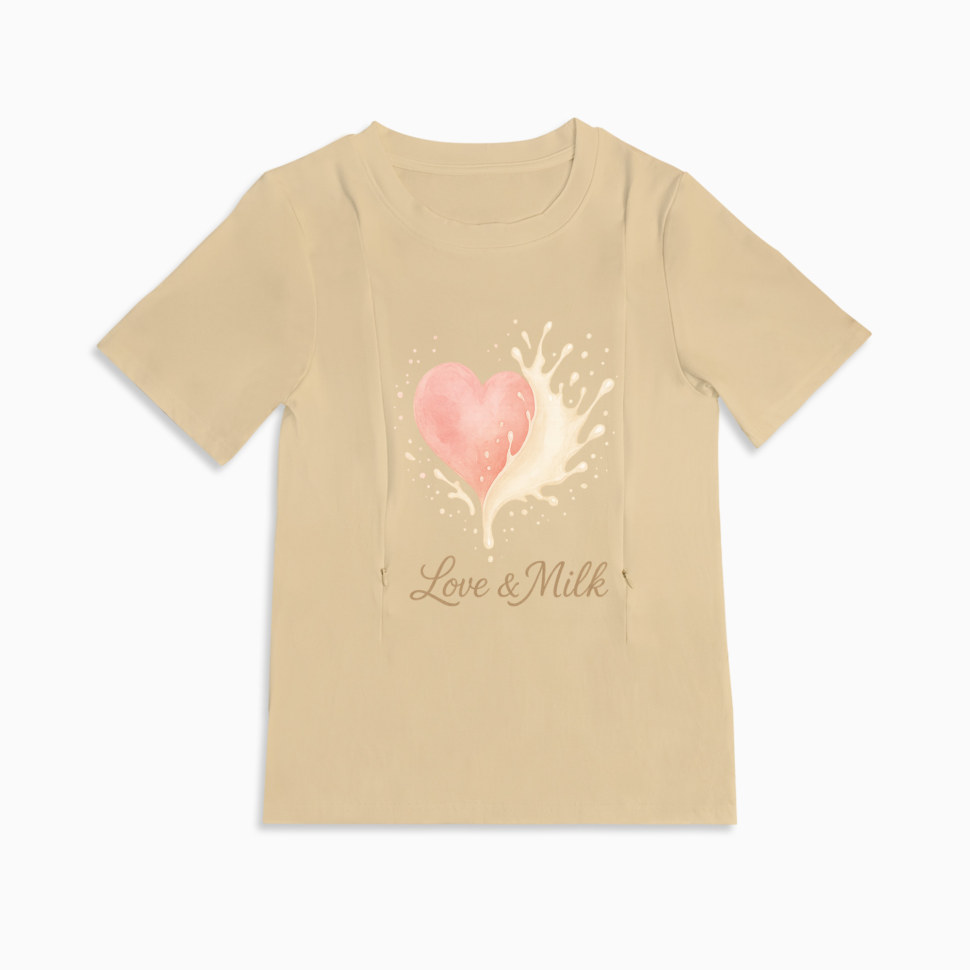 totkeeps Love & Milk Nursing Tee | Soft Cotton Side Zipper Top