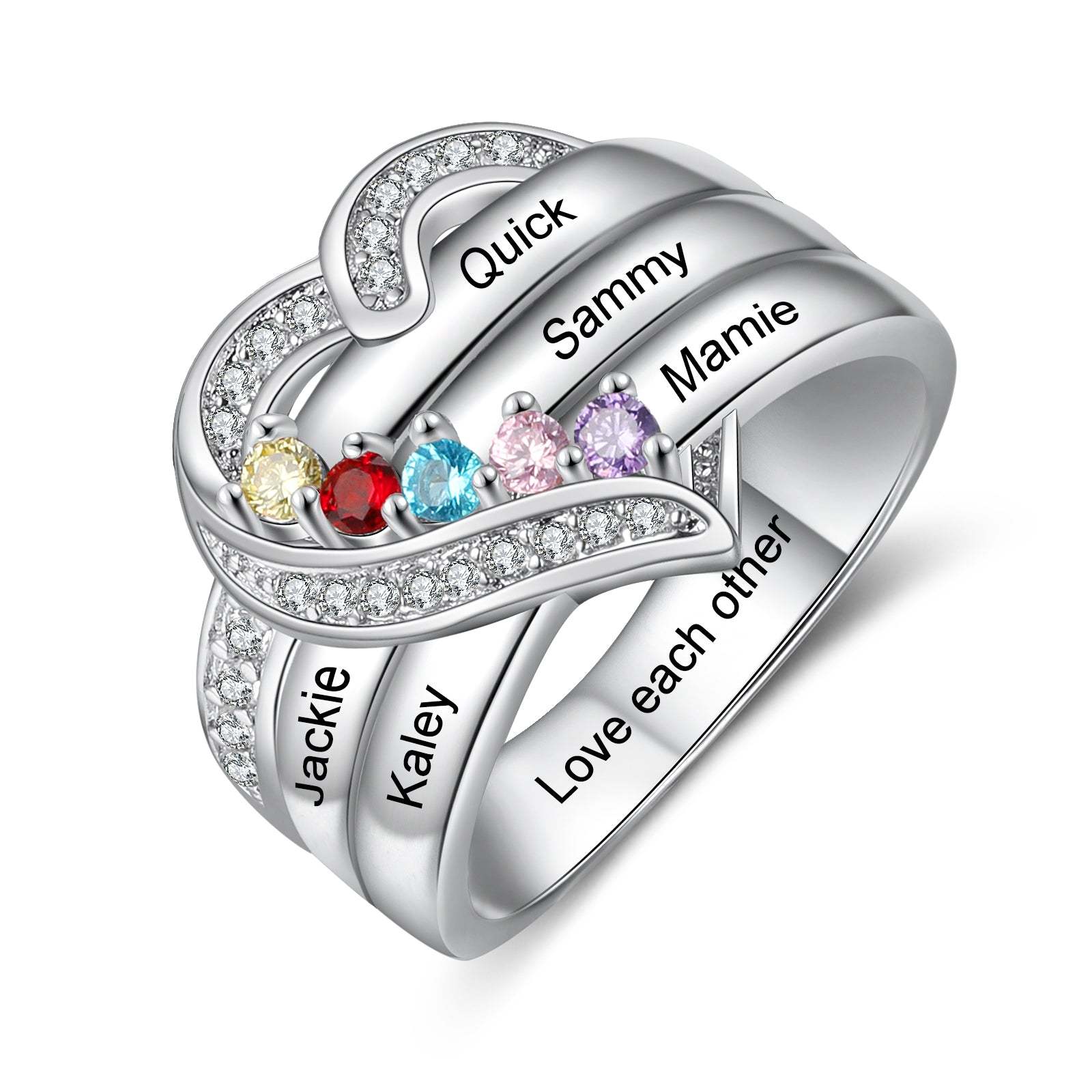 Custom Heart Birthstone Ring