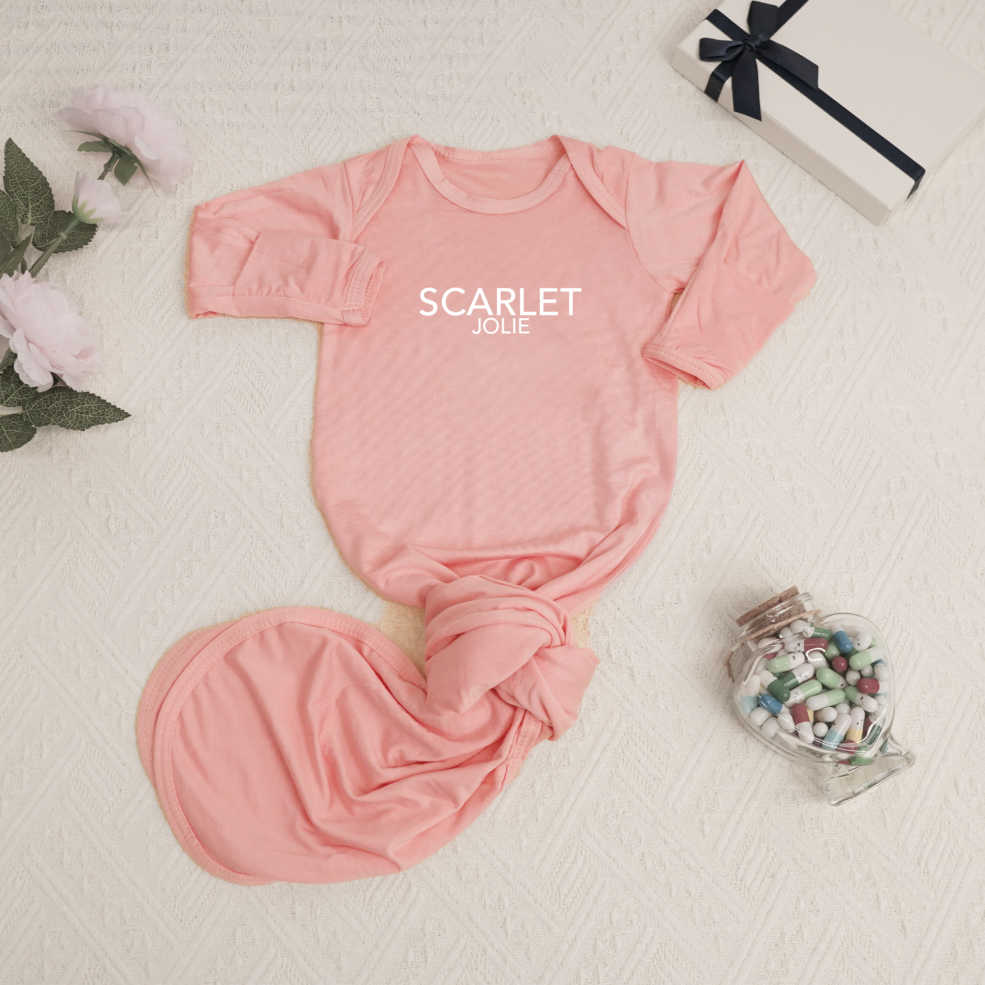 Personalized Modal Newborn Baby Knot Gown 