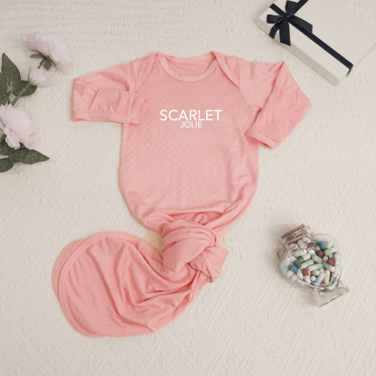 Personalized Modal Newborn Baby Knot Gown 