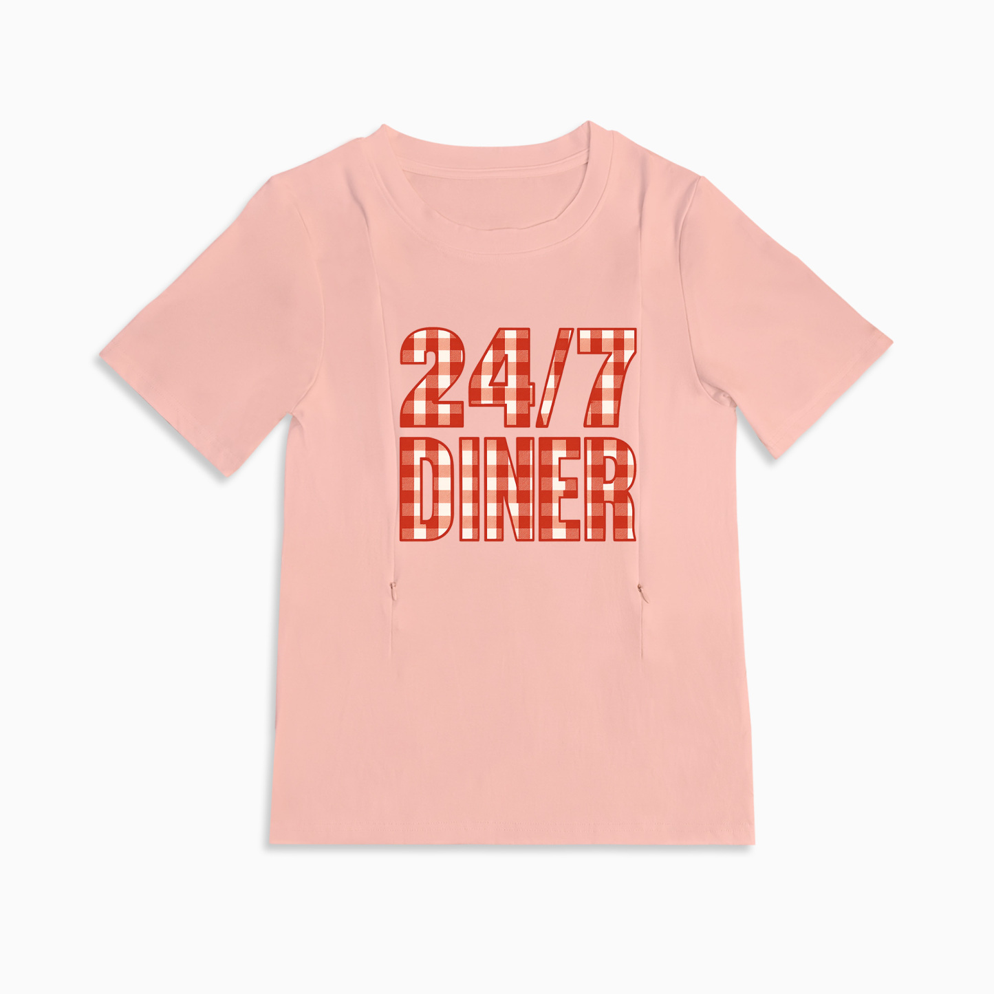 Nursing T-Shirt for New Moms | Fun 24/7 Diner Graphic | Soft Cotton