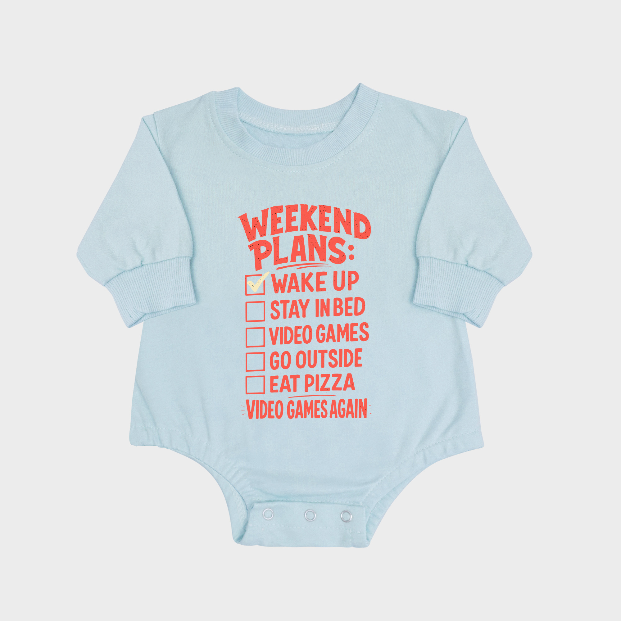 Weekend Plans Long-sleeved Triangle Onesies Aqua baby romper