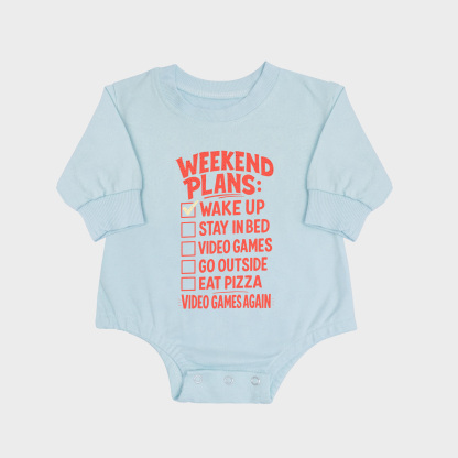 Weekend Plans Long-sleeved Triangle Onesies Aqua baby romper