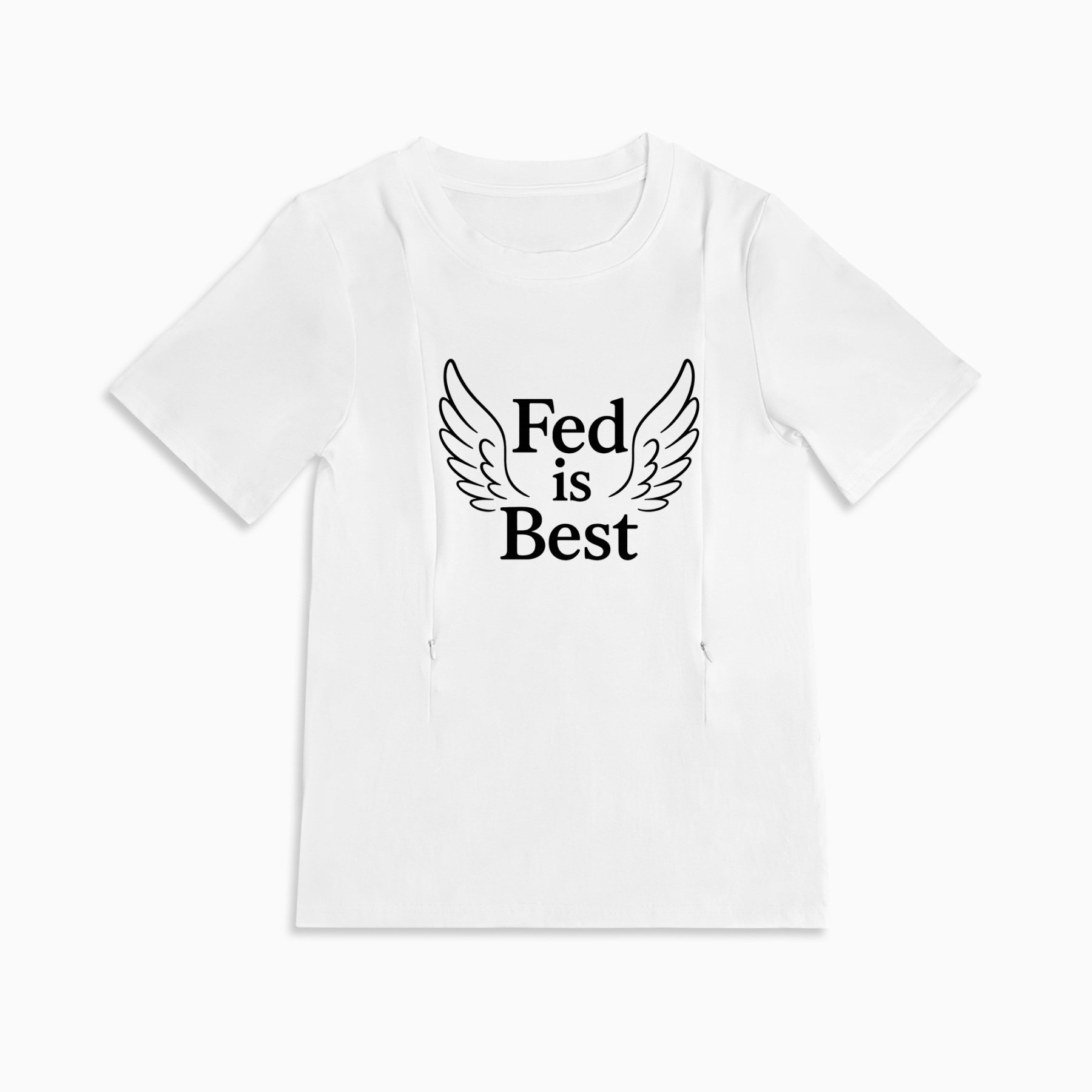Cotton Breastfeeding Top With Zippers | "Fed Is Best" | Totkeeps