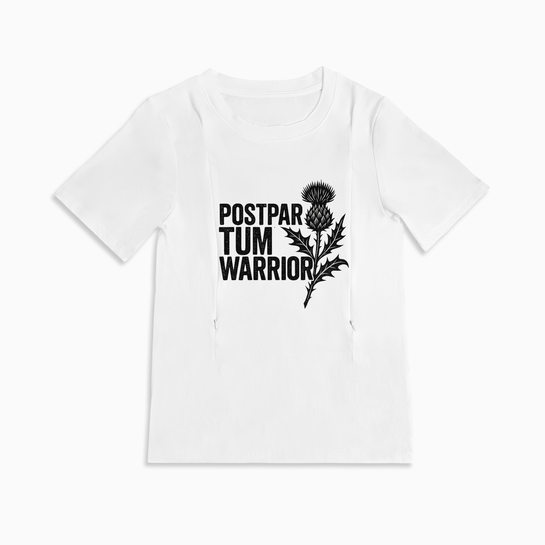 Postpartum Warrior Cotton Nursing Shirt | Discreet Side Zippers
