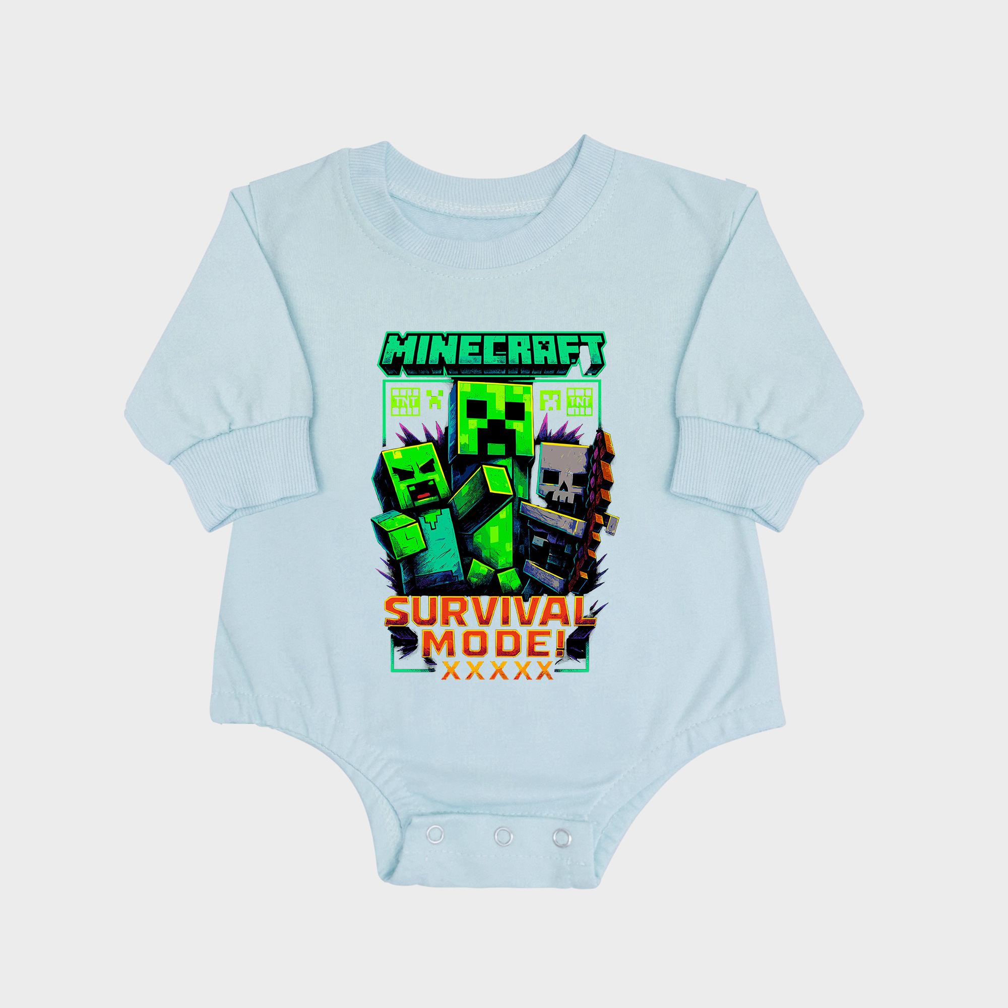 Minecraft Long-sleeved Triangle Onesies Aqua baby romper