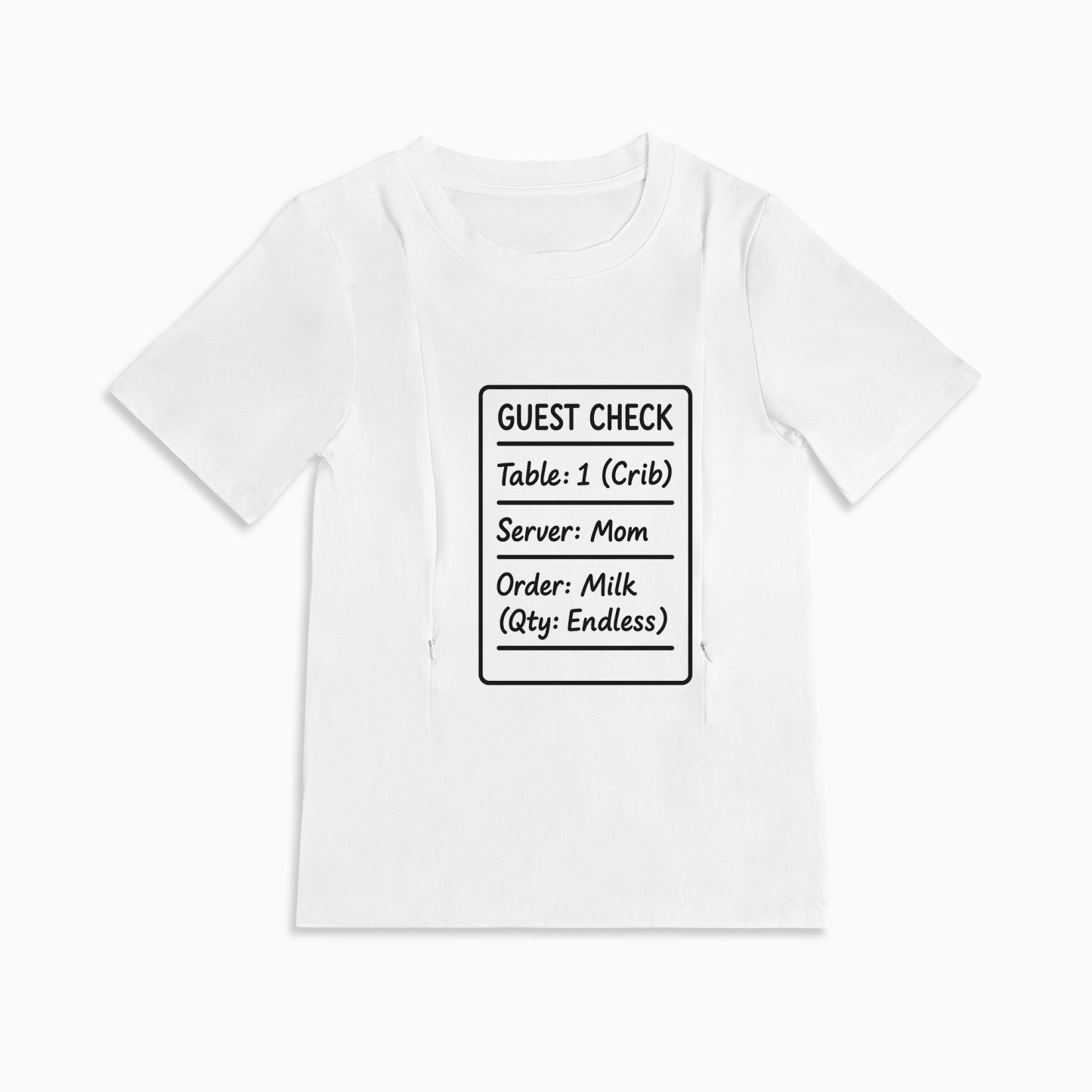 New Mom Gift: 24/7 Diner Funny Nursing T-Shirt with Zippers