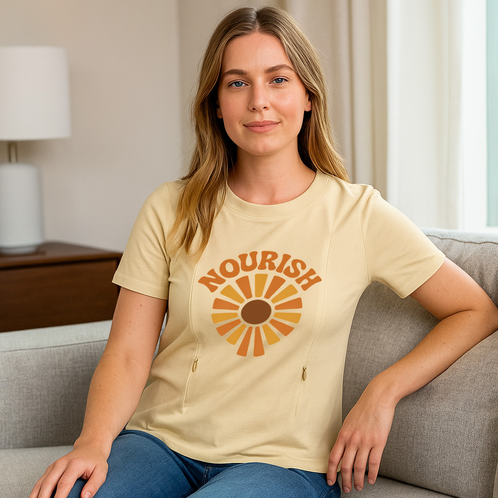 Nourish Graphic Tee for Nursing Moms | Discreet Zipper  | brand