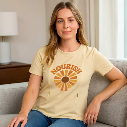 Nourish Graphic Tee for Nursing Moms | Discreet Zipper  | brand