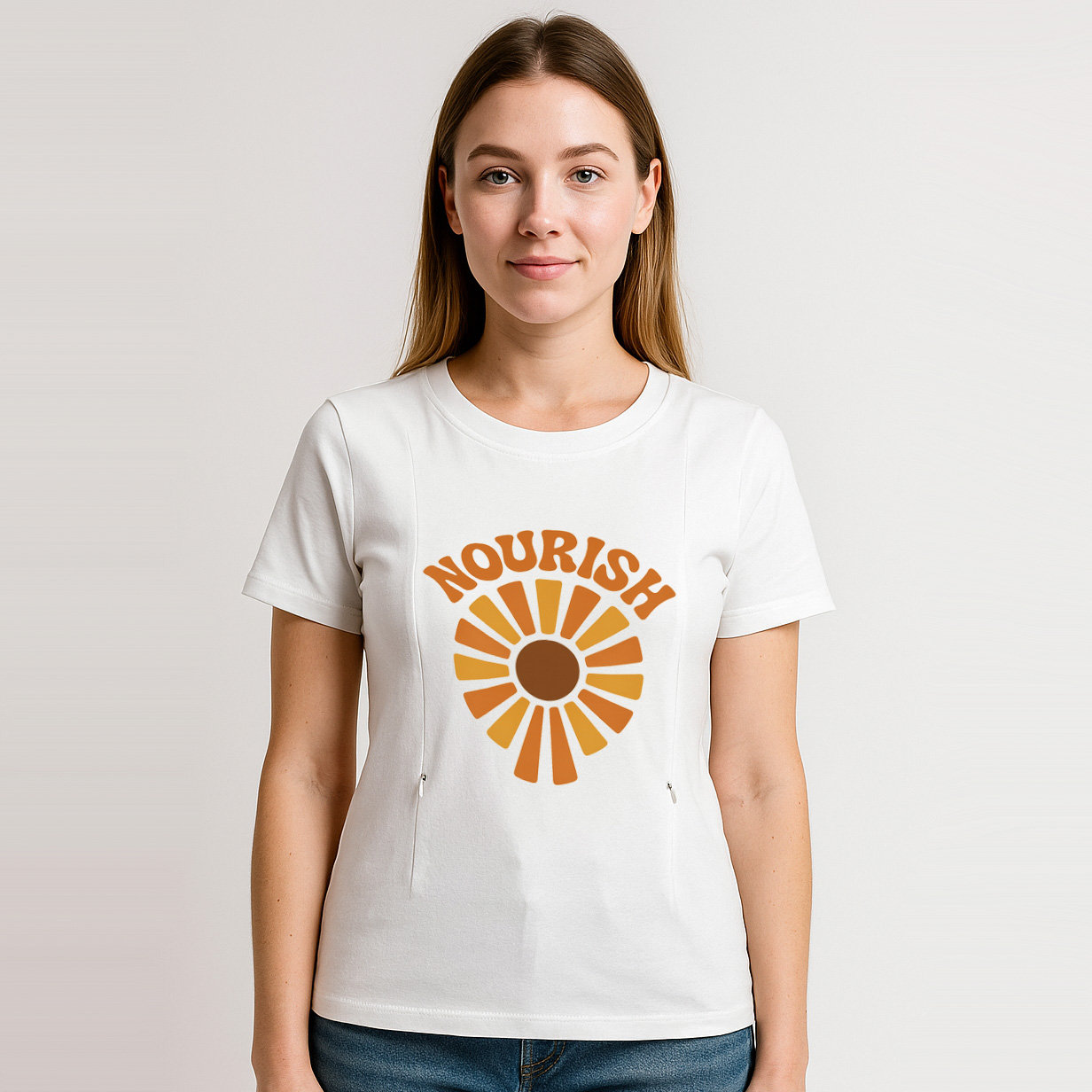 Nourish Graphic Tee for Nursing Moms | Discreet Zipper  | brand