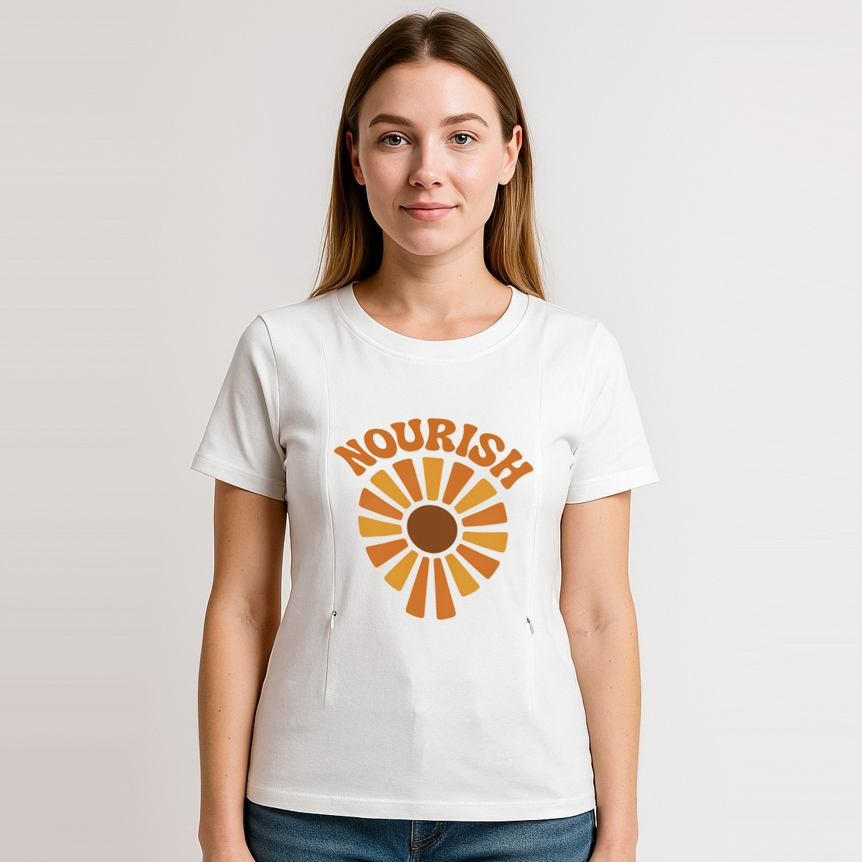 Nourish Graphic Tee for Nursing Moms | Discreet Zipper  | brand