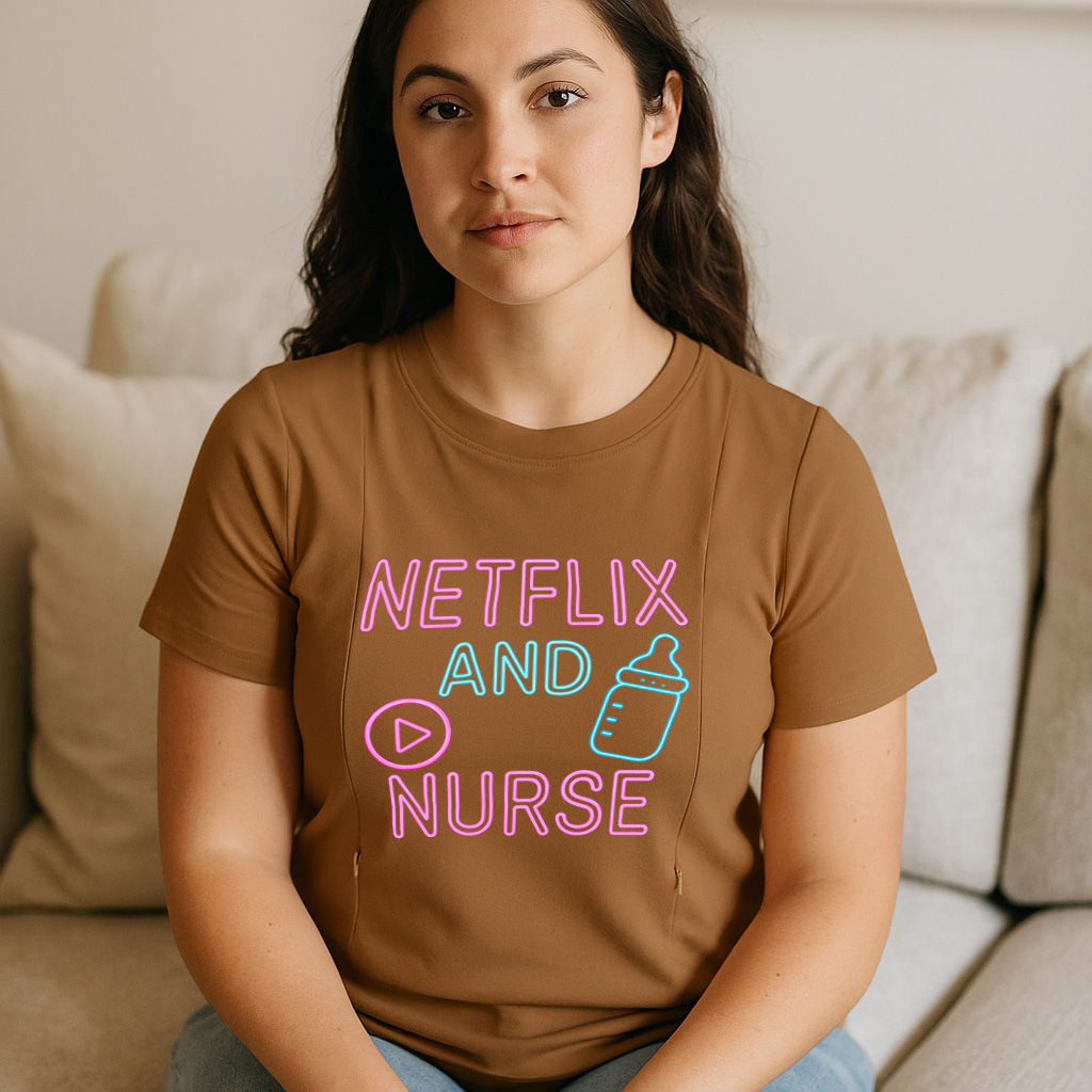 Zipper Nursing Tee | "Netflix and Nurse" | Easy Access  | brand