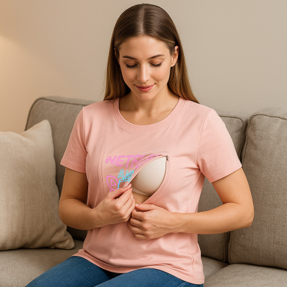 Zipper Nursing Tee | "Netflix and Nurse" | Easy Access  | brand