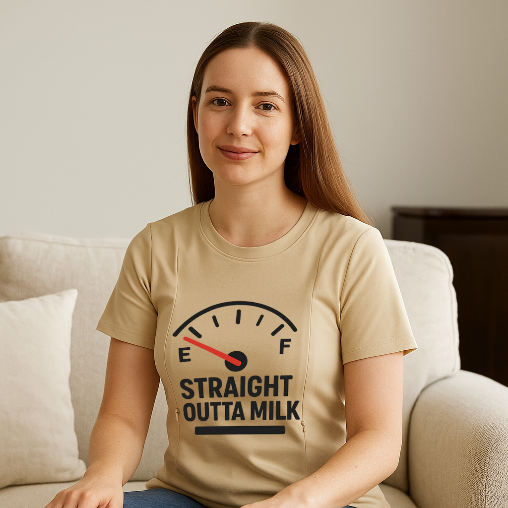 Zipper Nursing T-Shirt | Straight Outta Milk | Easy Acc | brand