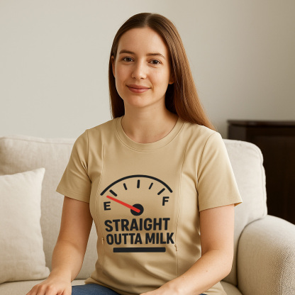 Zipper Nursing T-Shirt | Straight Outta Milk | Easy Acc | brand